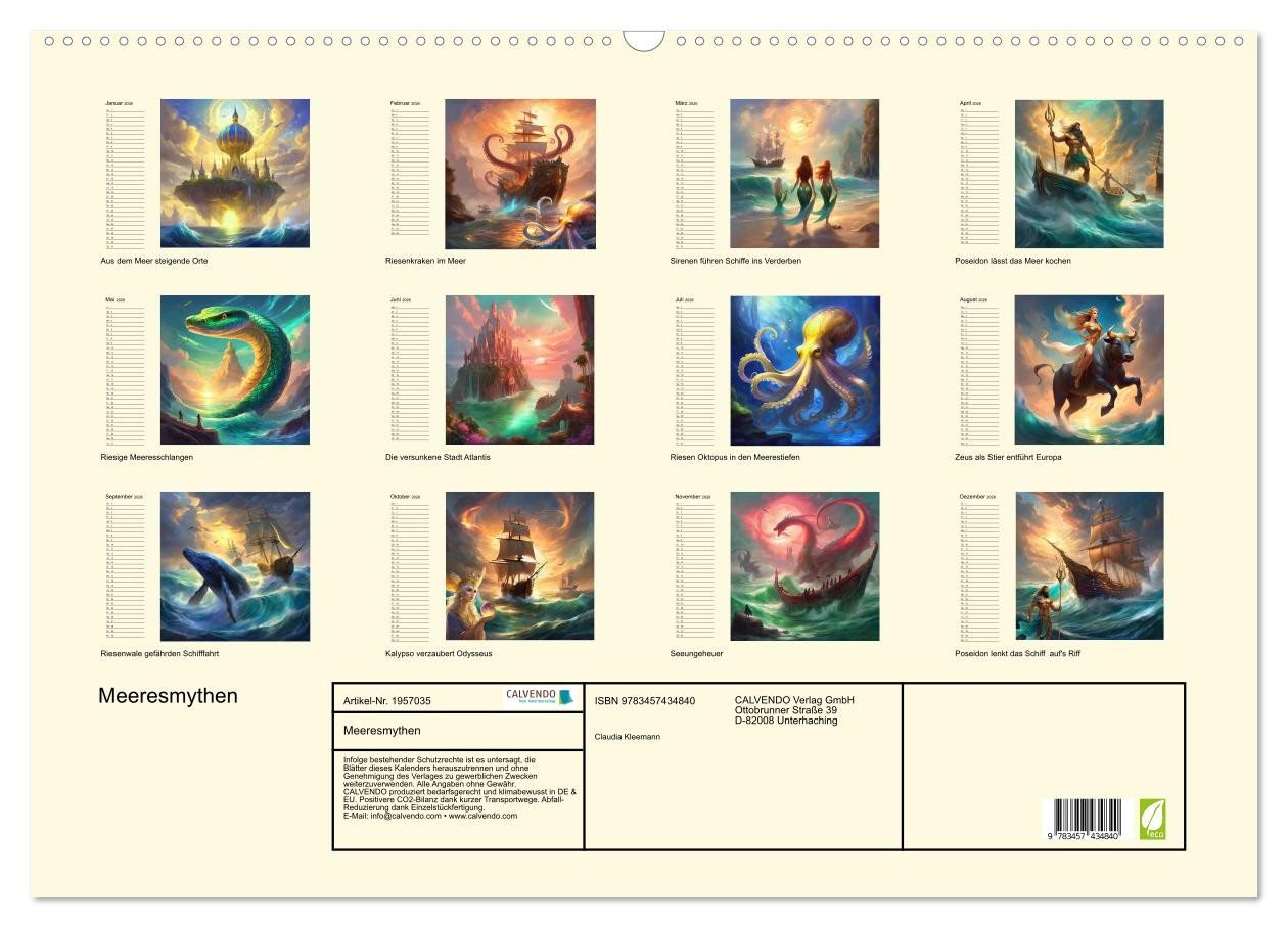 Thumbnail - CALVENDO Wandkalender Meeresmythen (Wandkalender 2026 DIN A2 quer), CALVENDO Monatskalender
