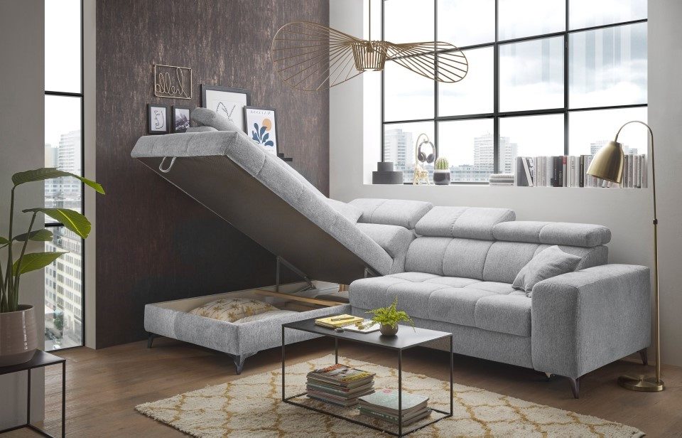 ED EXCITING DESIGN Ecksofa Sydney, mit elektrischer Sitzverbreitung oder Schlaffunktion