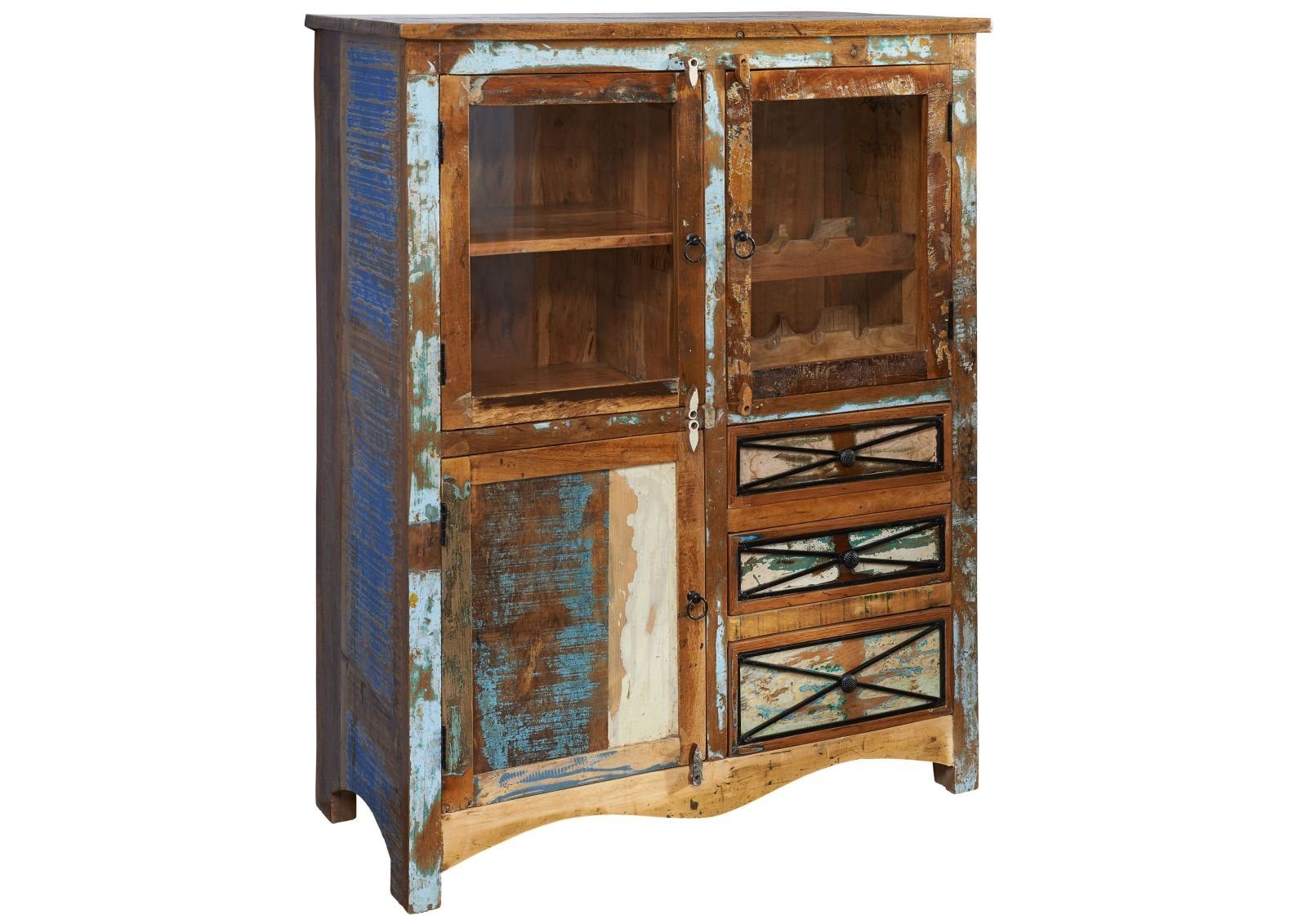 Massivmoebel24 Highboard (Highboard Altholz 106x45x136 mehrfarbig günstig online kaufen