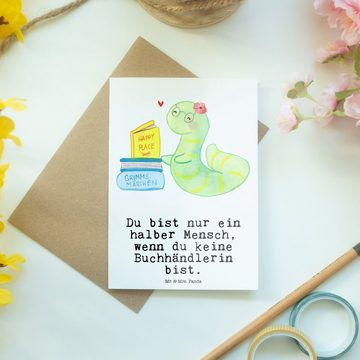 Mr. & Mrs. Panda Grußkarte Buchhändlerin Herz - Weiß - Geschenk, Karte, Firma, Geburtstagskarte, Matte Innenseite