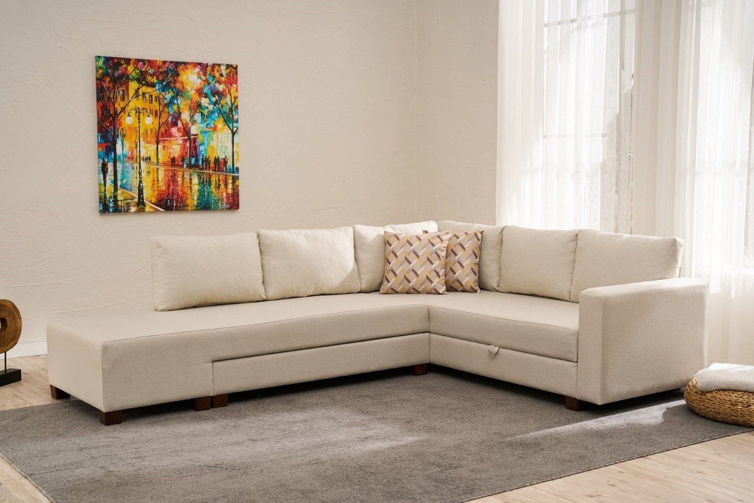 Myhomelando Ecksofa Aly 280 x 210 cm - mit Schlaffunktion & Bettkasten, Eckcouch mit Schlaffunktion und Bettkasten, Liegefläche 150x190 cm