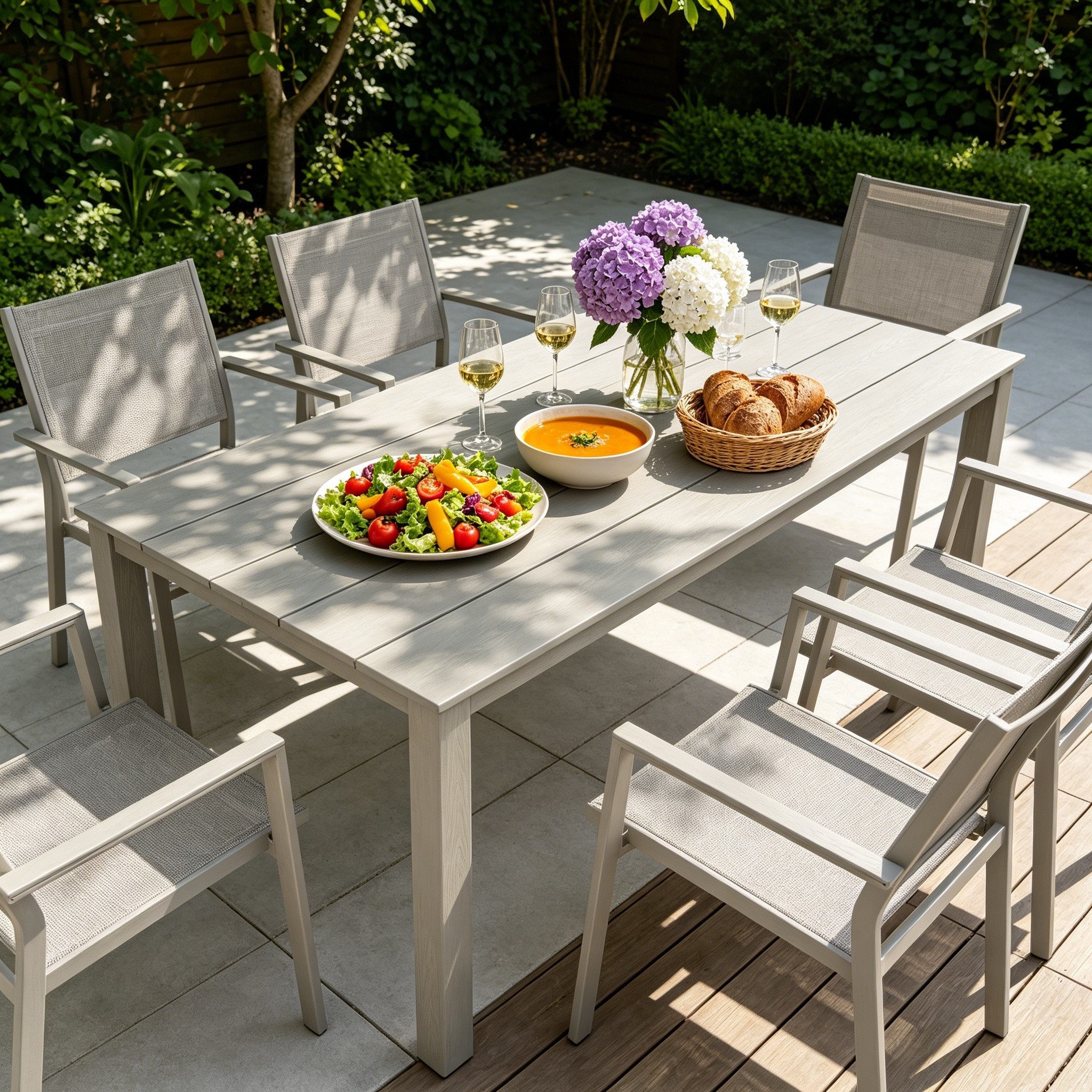 WILLIAMSPACE Esstisch JERSORE HIPS-Gartentisch, wetterfest, mit Sonnenschirmloch
