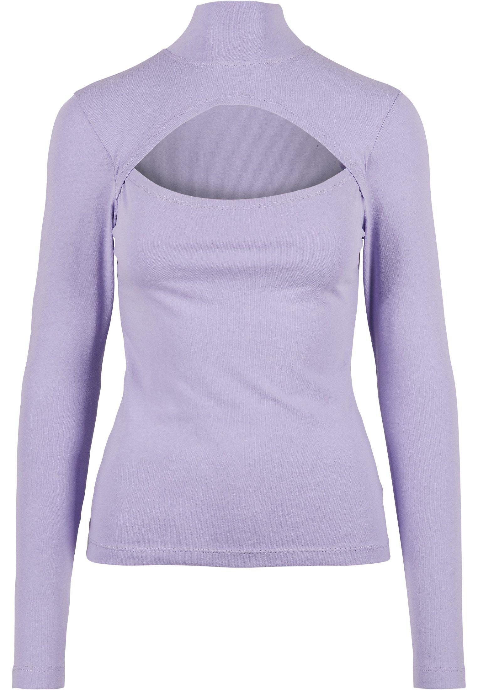 URBAN CLASSICS Langarmshirt lavender Turtleneck Ladies Longsleeve Cut-Out Damen (1-tlg)