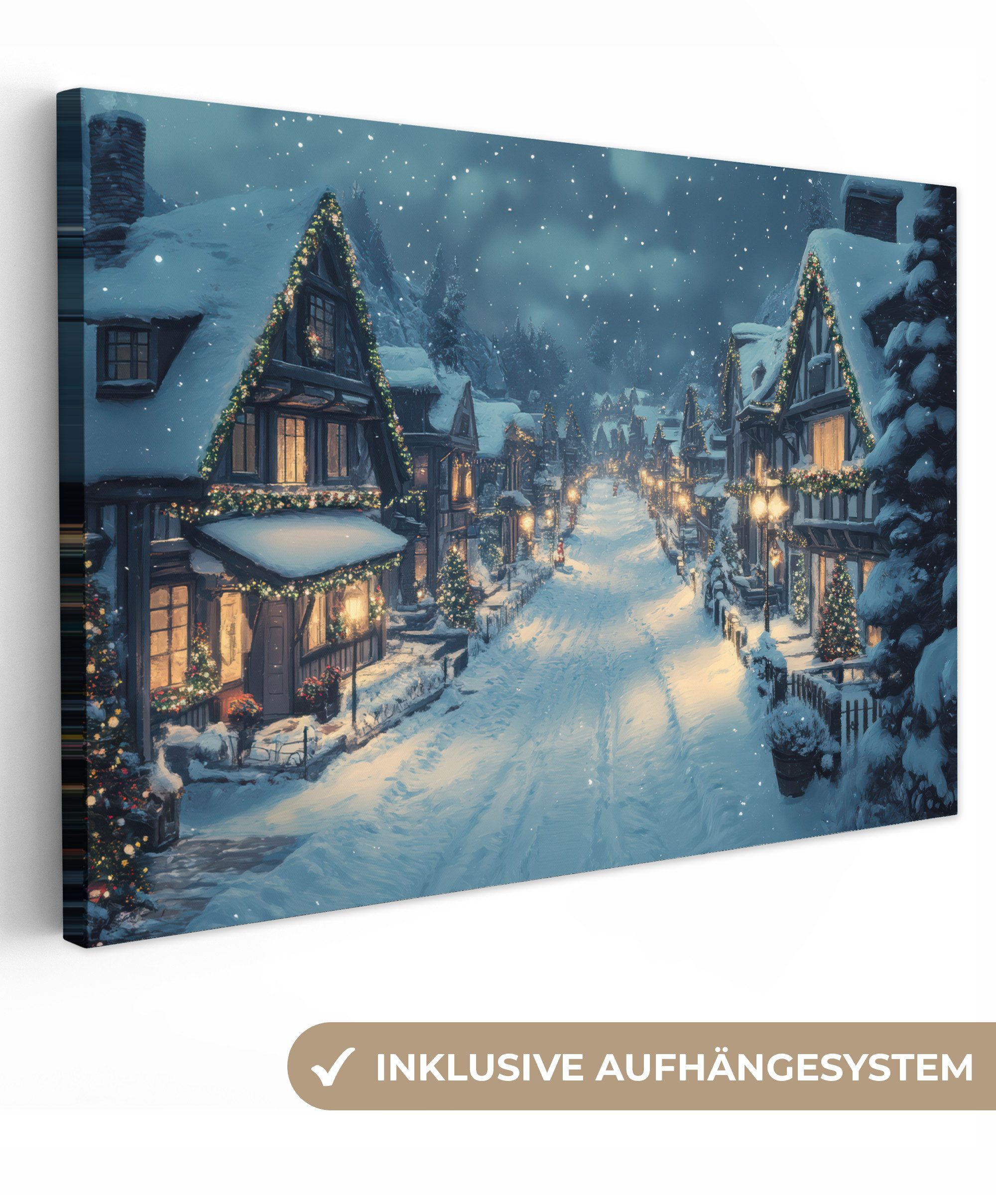 OneMillionCanvasses® Leinwandbild Weihnachtsdorf - Weihnachten - Schnee - W günstig online kaufen