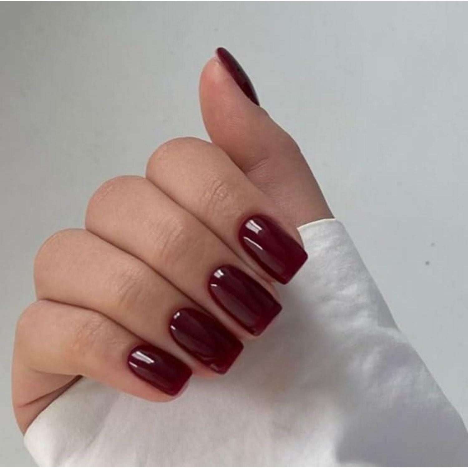 LuxusKollektion Kunstfingernägel Kunstnägel Kurz Square Dunkelrot Nagelkleber SA3