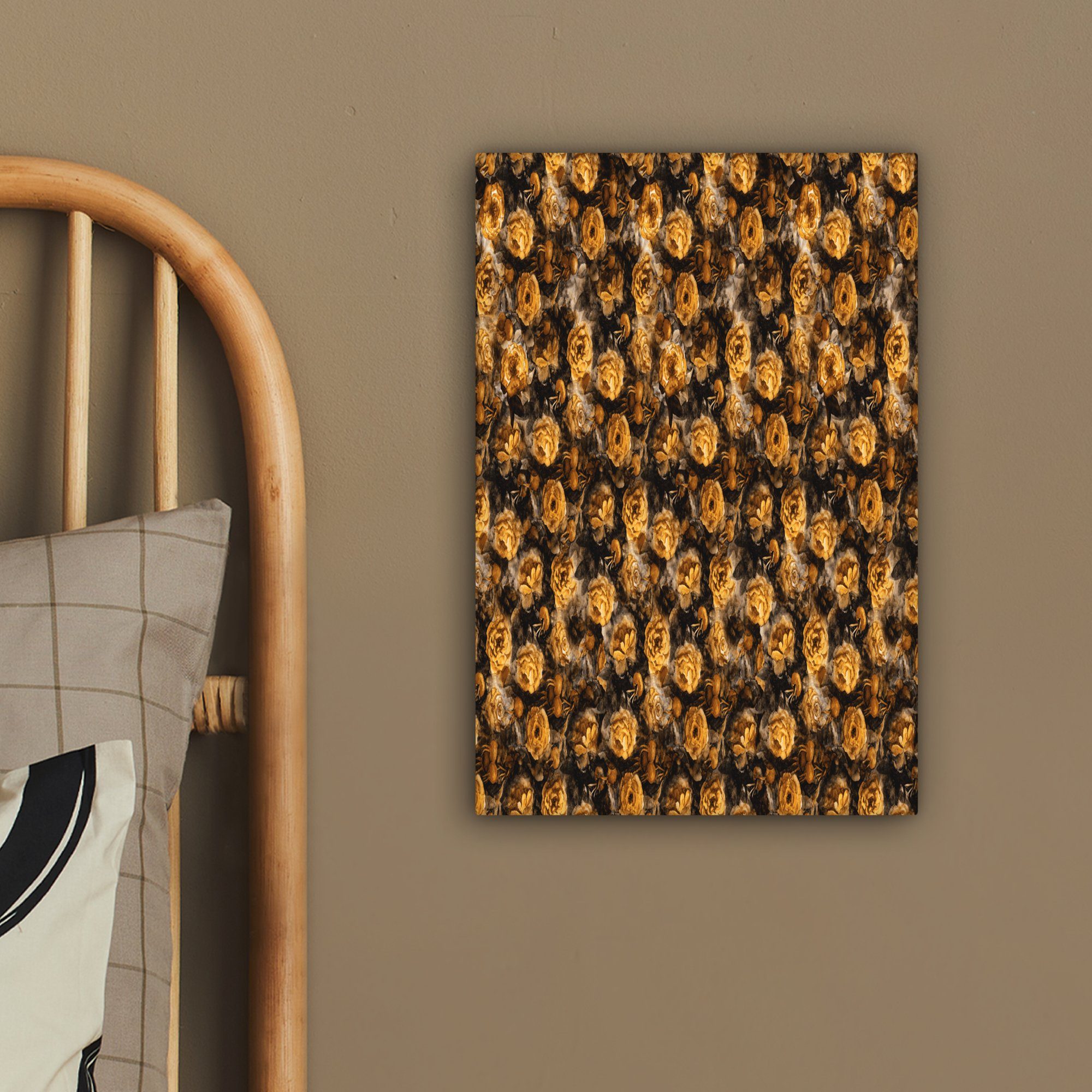 Gemälde, OneMillionCanvasses® Zackenaufhänger, bespannt Leinwandbild - inkl. (1 St), - Leinwandbild cm Gelb Collage, Blumen fertig 20x30
