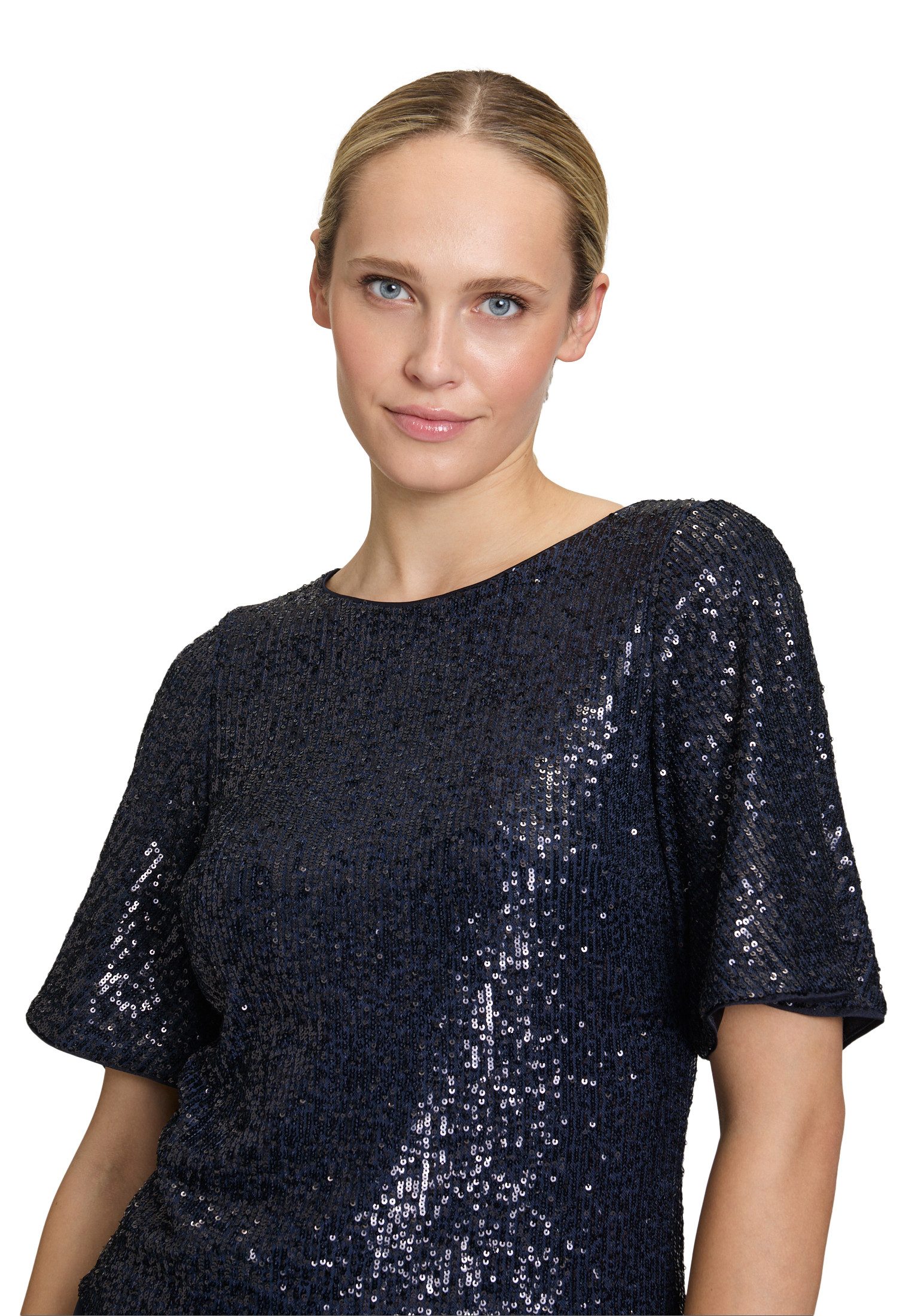 Vera Mont Kurzarmshirt Damen mit Flügelärmeln (1-tlg) Pailletten