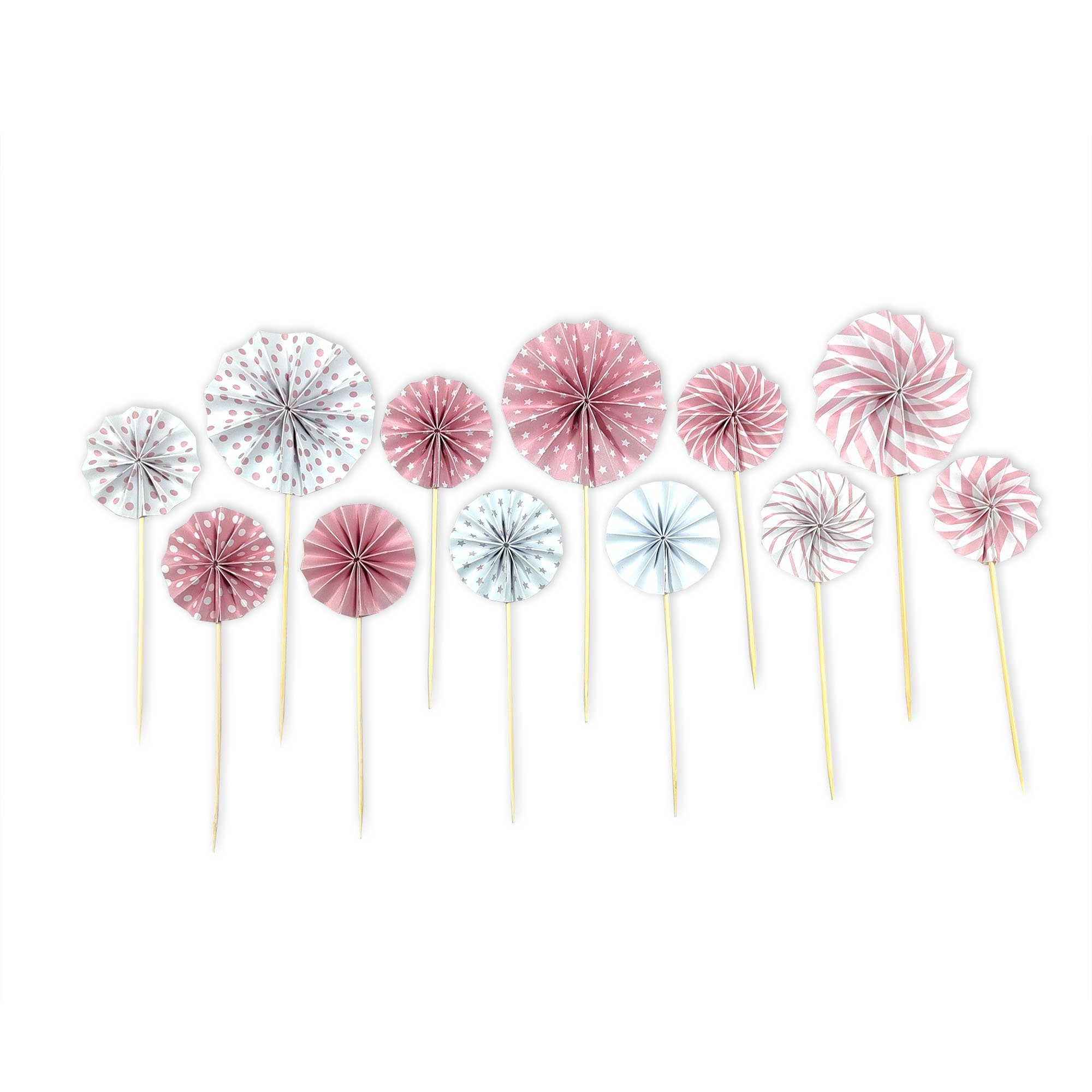 Frau WUNDERVoll Muffinform 12 Deko Topper Rosetten rosa, (12-tlg)