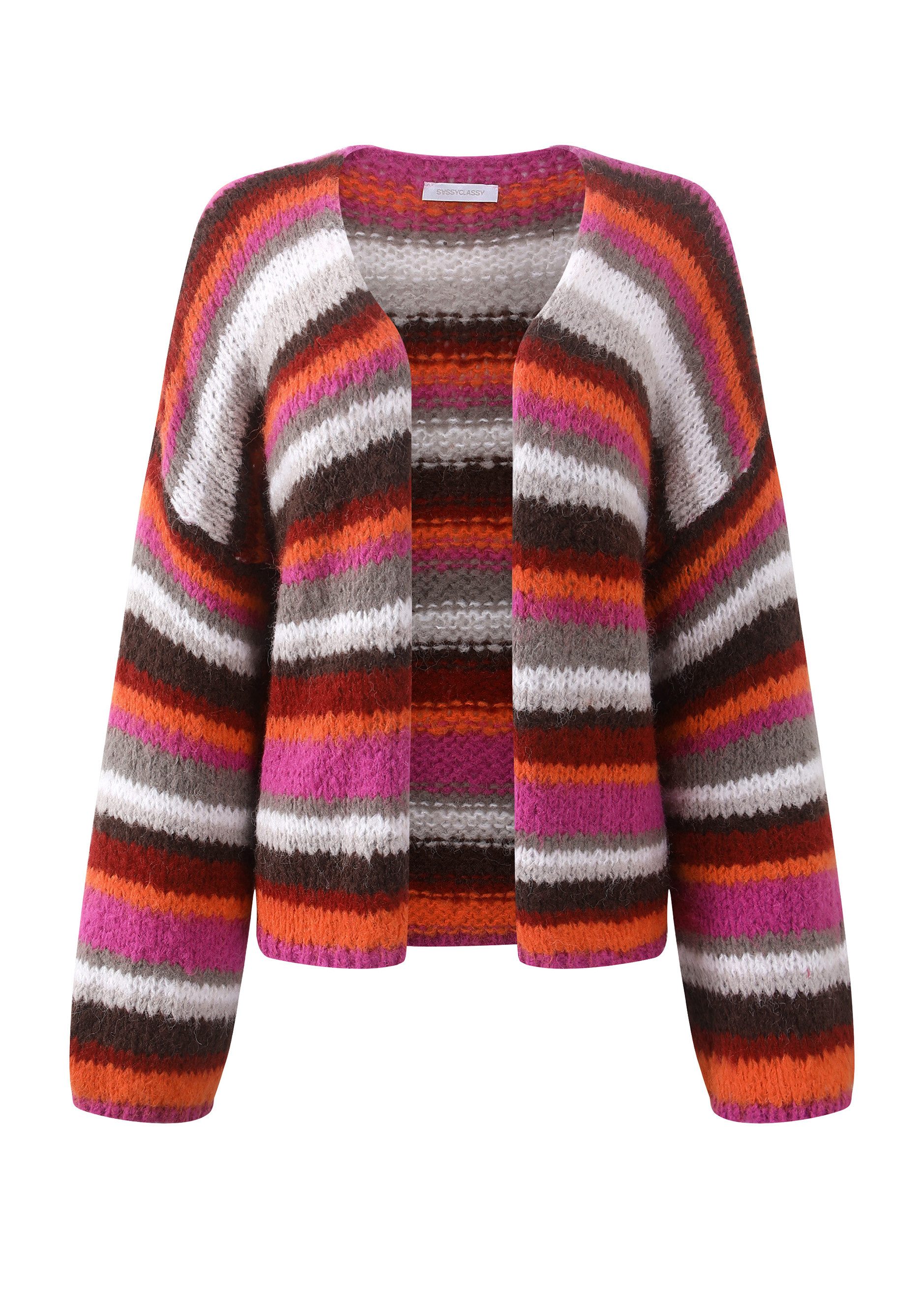 SASSYCLASSY Cardigan Gestreifte Strickjacke für Damen Mehrfarbig Multicolor günstig online kaufen
