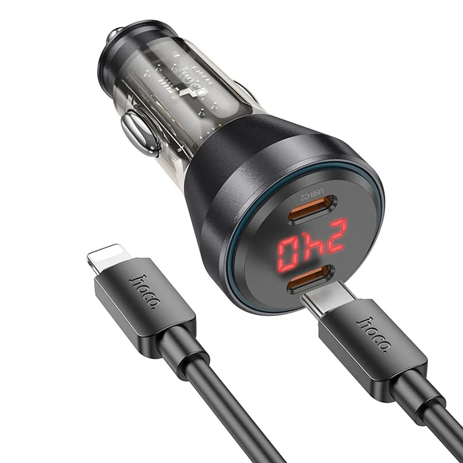 hoco. NZ12C Lightning Smartphone-Ladegerät (3000 mA, KFZ Dual USB Lade Stecker Zigarettenanzünder Charger Lightning Kabel)