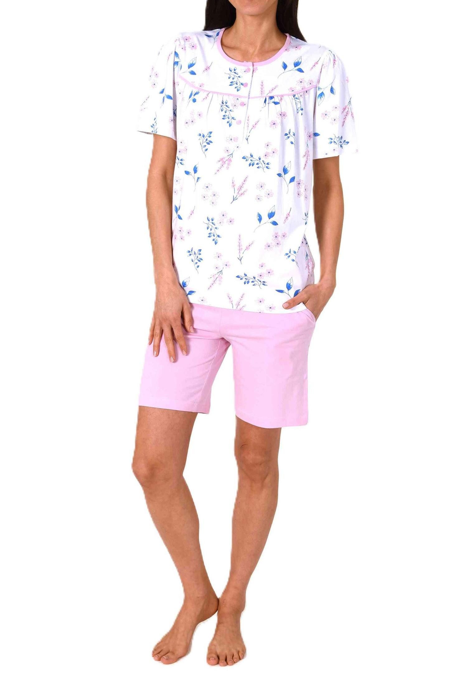 Normann Pyjama Normann Damen fraulicher kurzarm Shorty Pyjama in Klassischer Optik