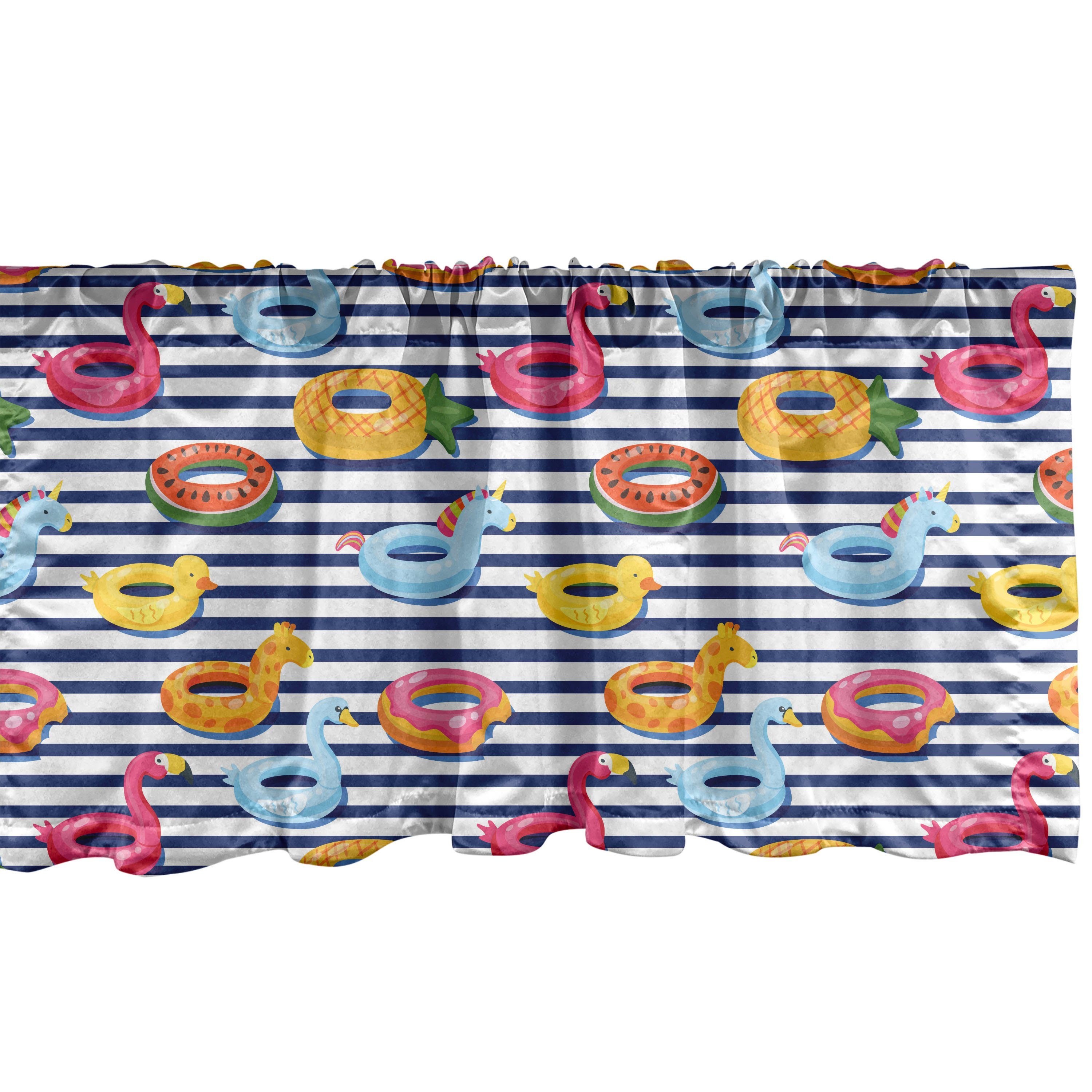 Scheibengardine Vorhang Volant für Küche Schlafzimmer Dekor mit Stangentasche, Abakuhaus, Microfaser, Kindergarten Sommer-Floats auf Streifen