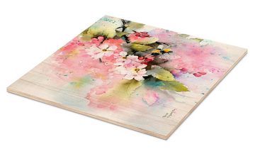 Posterlounge Holzbild Rachel McNaughton, Kirschblüten mit Biene, Wohnzimmer Malerei
