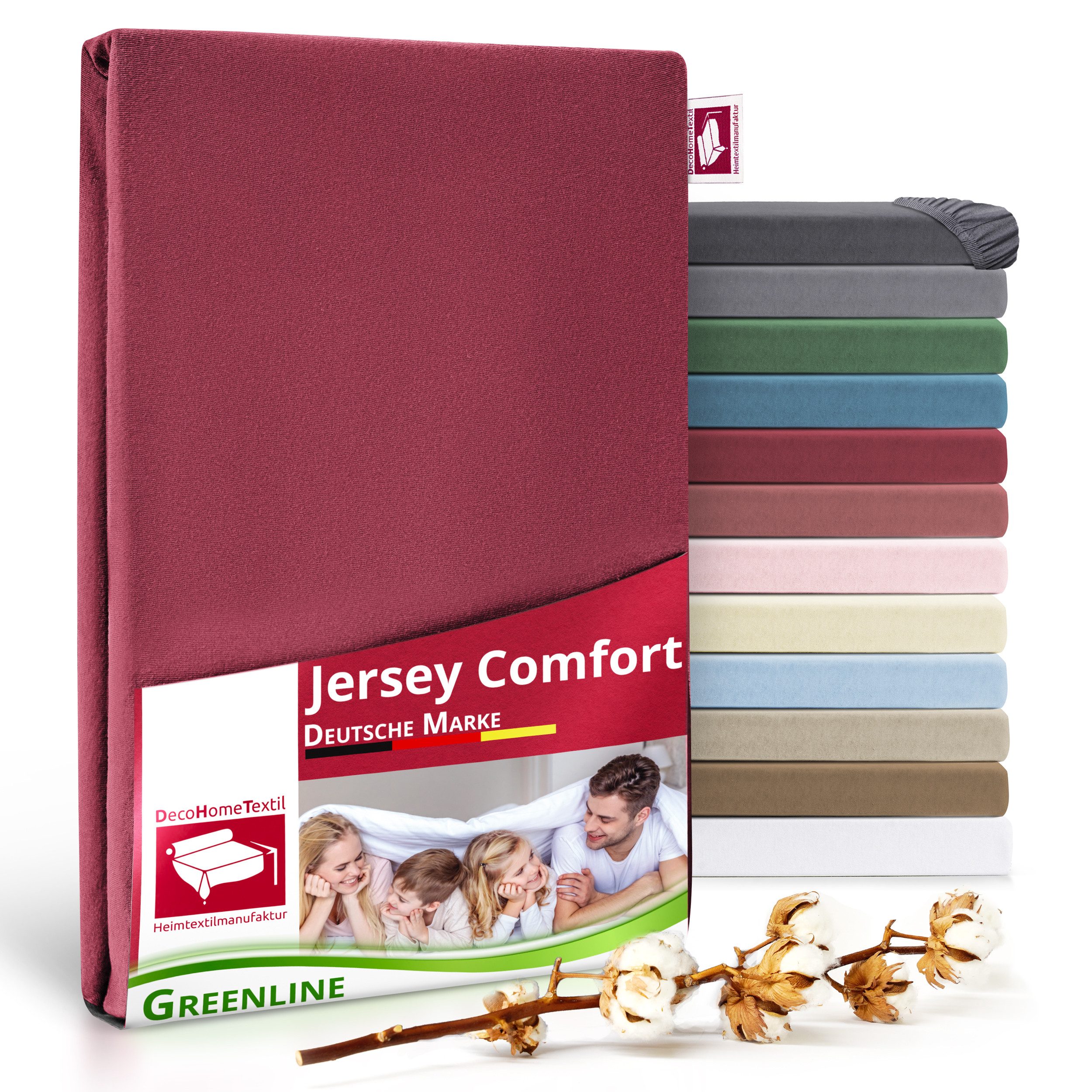 DecoHomeTextil Heimtextilmanufaktur Spannbettlaken Greenline Spannbettlaken Premium Jersey aus 100% Baumwolle