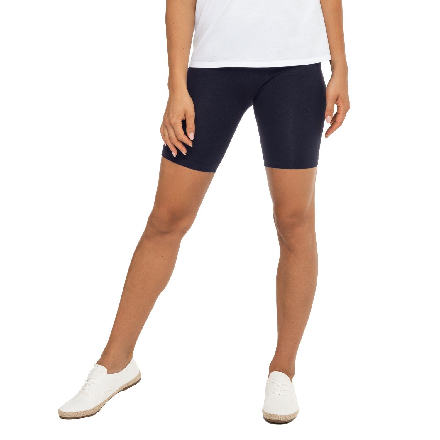 celodoro Shorts Damen Stretch-Jersey Radlerhose Dunkelblau aus Kurzleggings Baumwolle