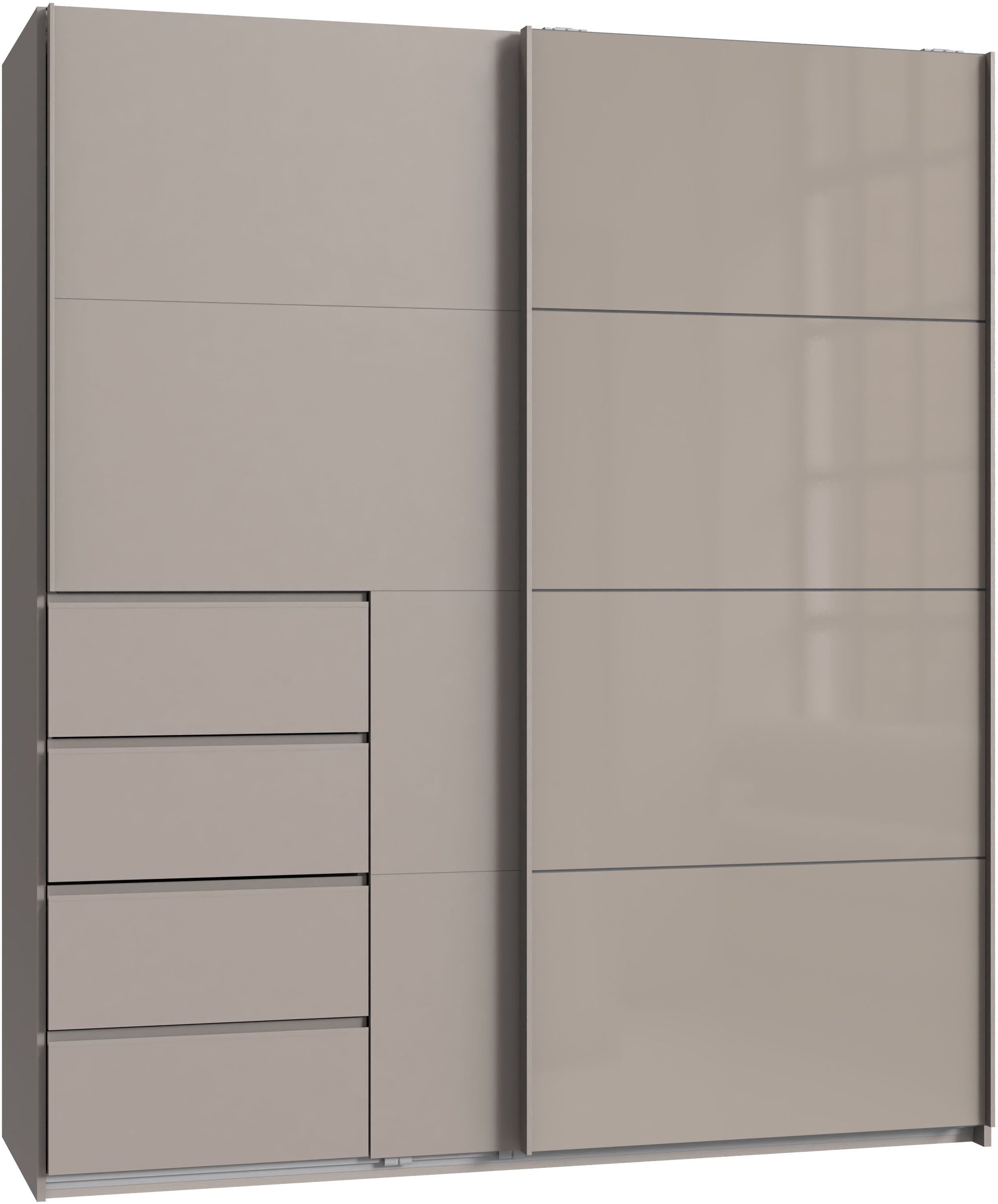 Wimex Schwebetürenschrank Bali in den Breiten 180cm, 225cm & 270cm, Schrank mit Glaselement Kleiderschrank erhältlich in den Farben; grafit und saharagrau