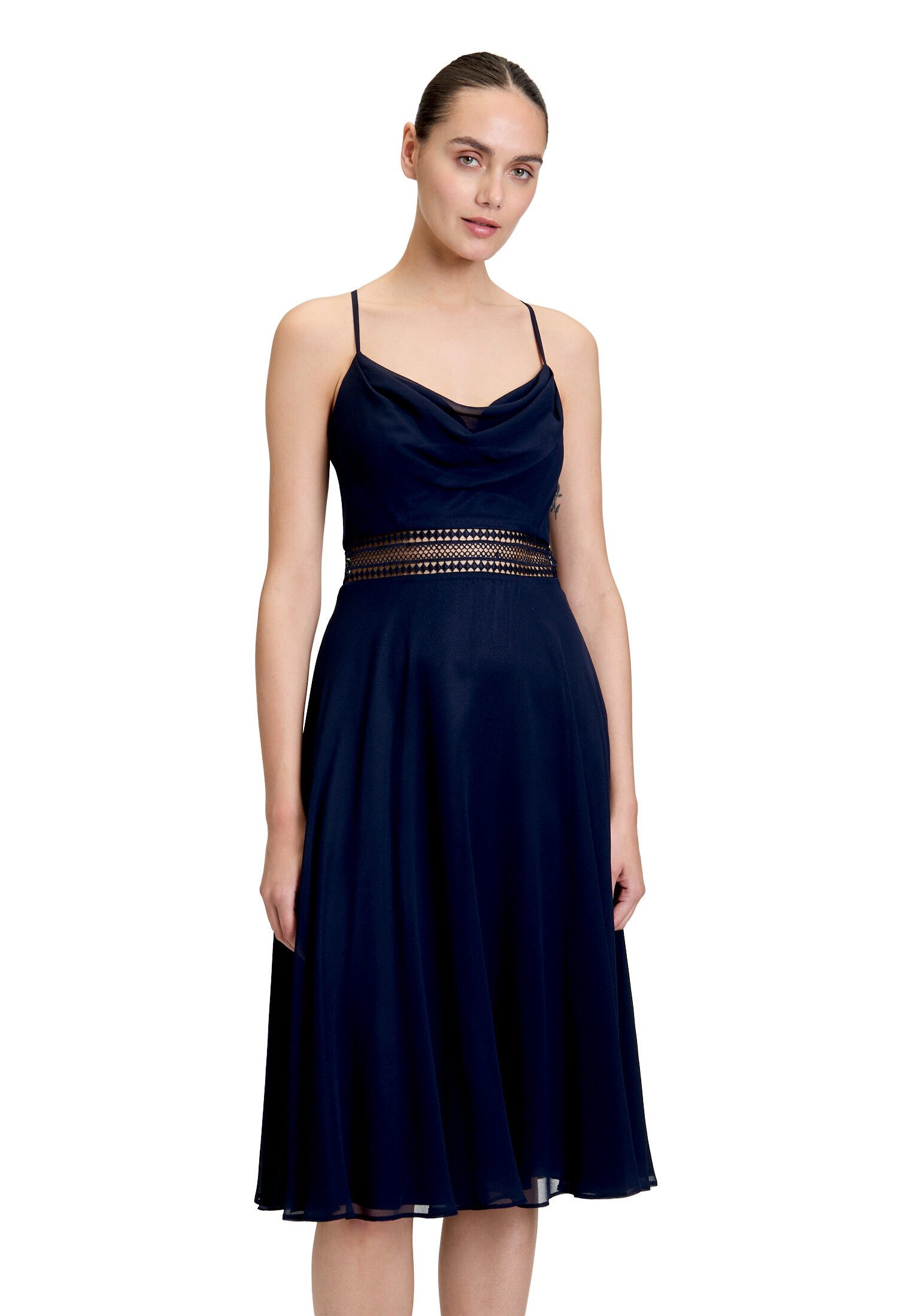 Vera Mont Cocktailkleid Damen mit Wasserfallausschnitt Stickerei