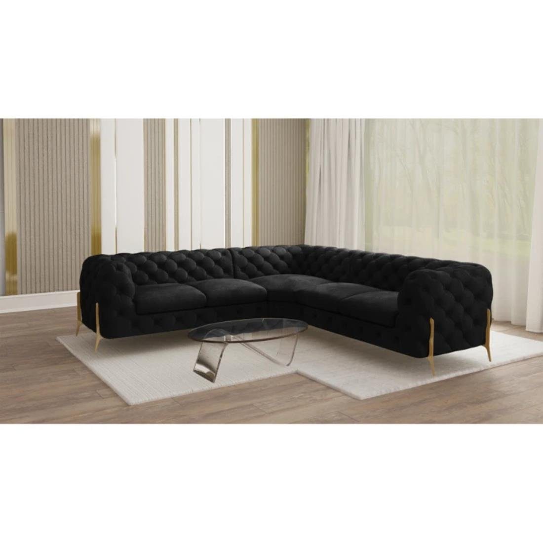 S-Style Möbel Ecksofa Ashley, Chesterfield mit Goldenen Metall Füßen, mit W günstig online kaufen