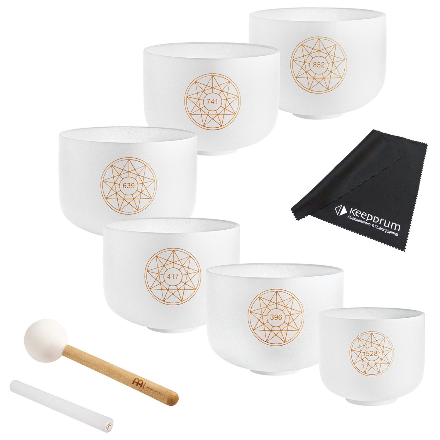 Meinl Sonic Energy Klangschalen Crystal Singing Bowl,Solfeggio Set, mit Reinigungstuch