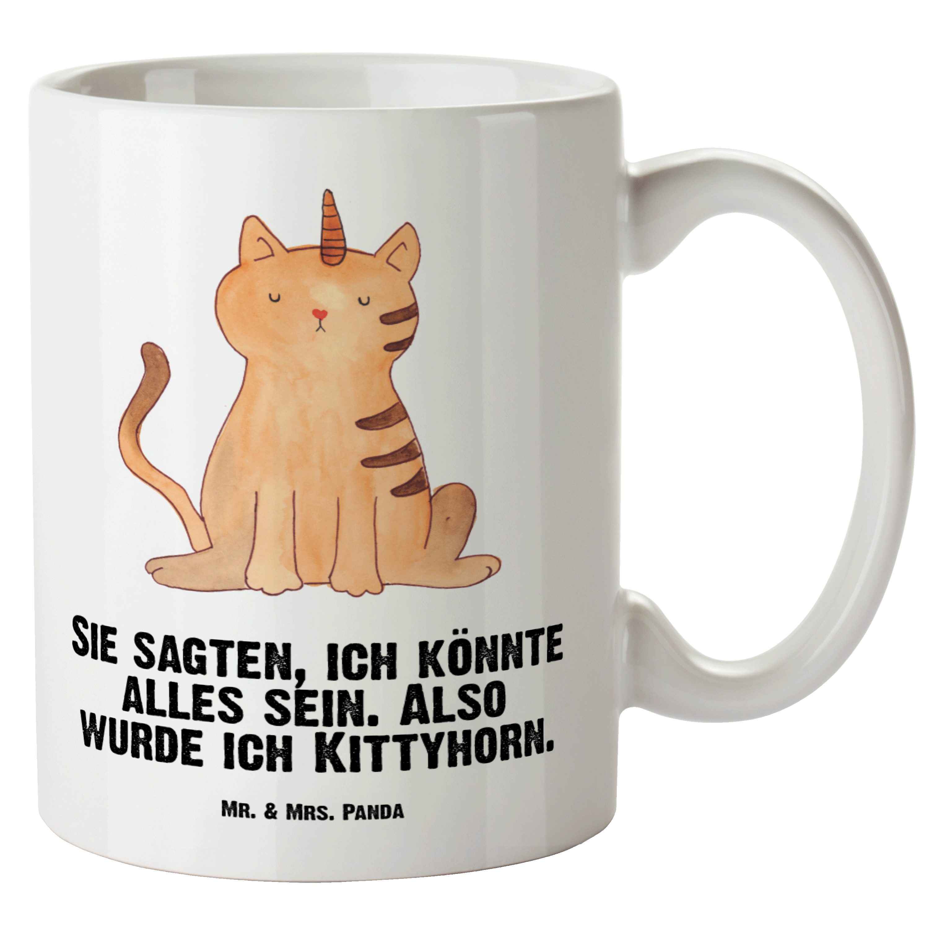 Weiß - Einhörner, Erwachsenwerden, - Tasse Tasse Mrs. Katze Un, Groß, Einhorn Geschenk, Panda XL & Keramik Mr.