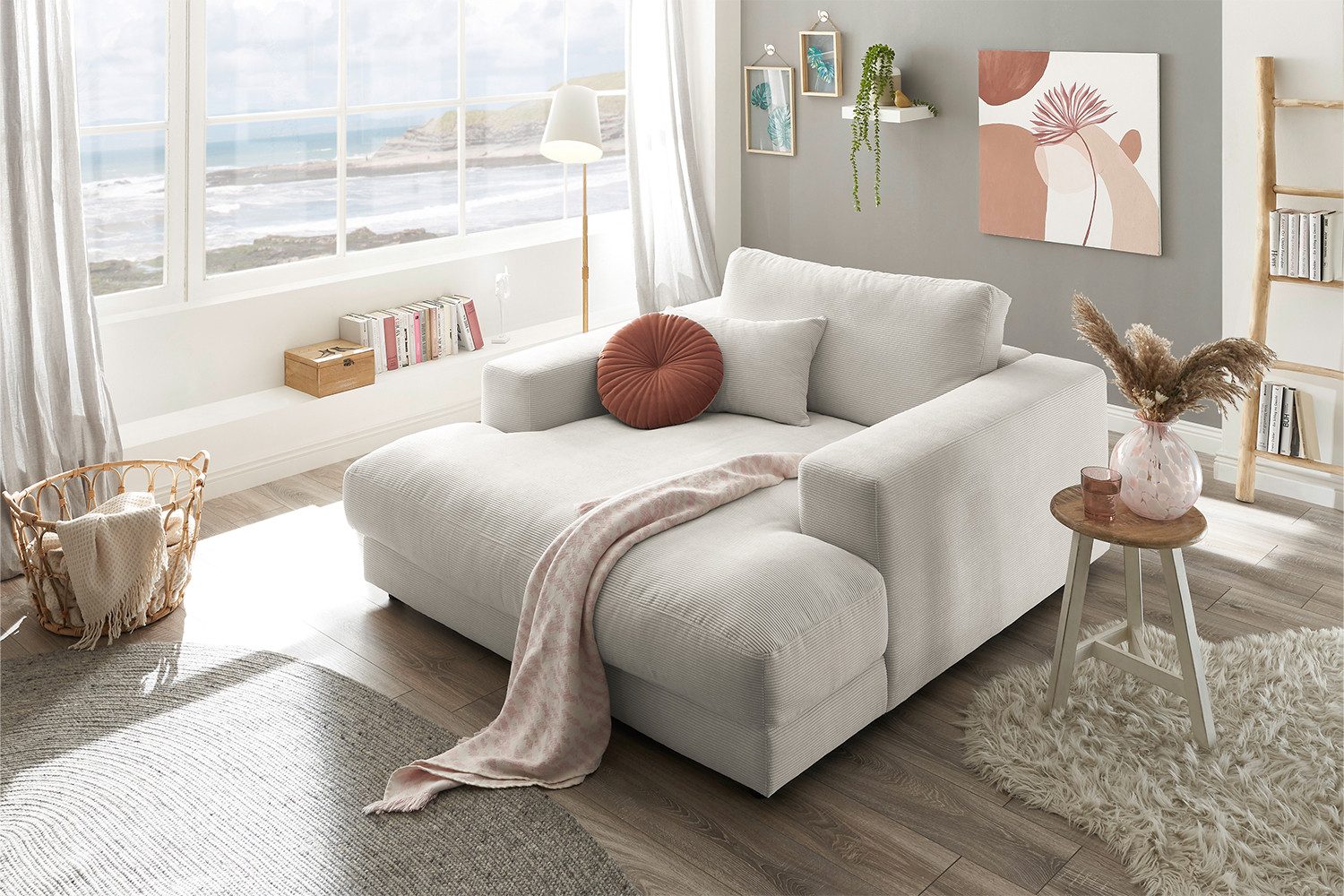 KAWOLA Relaxsessel MADELINE, Longseat Feincord verschiedene Farben