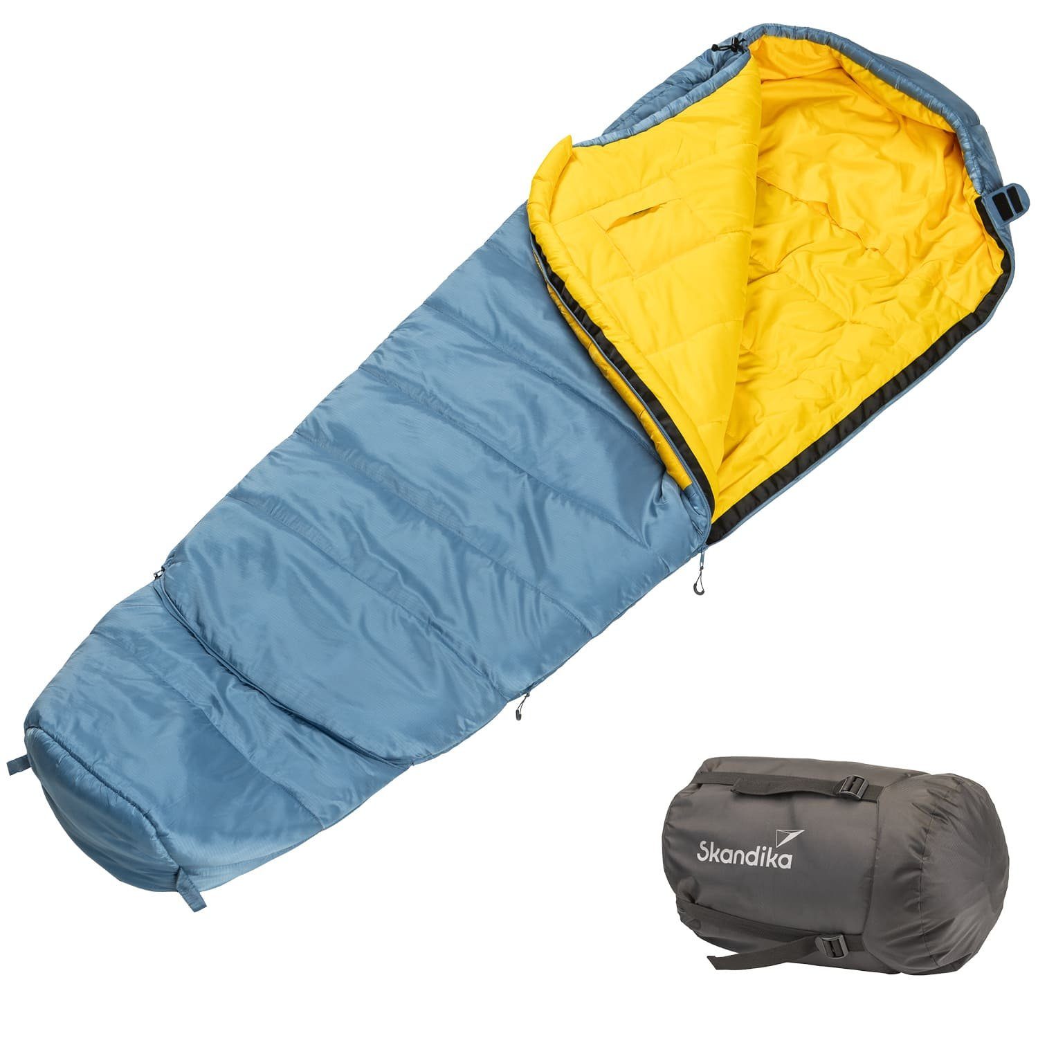 Skandika Mumienschlafsack Gjora Junior, Nylon-Ripstop, kompakt, mitwachsend, Packsack, Outdoor und Indoor