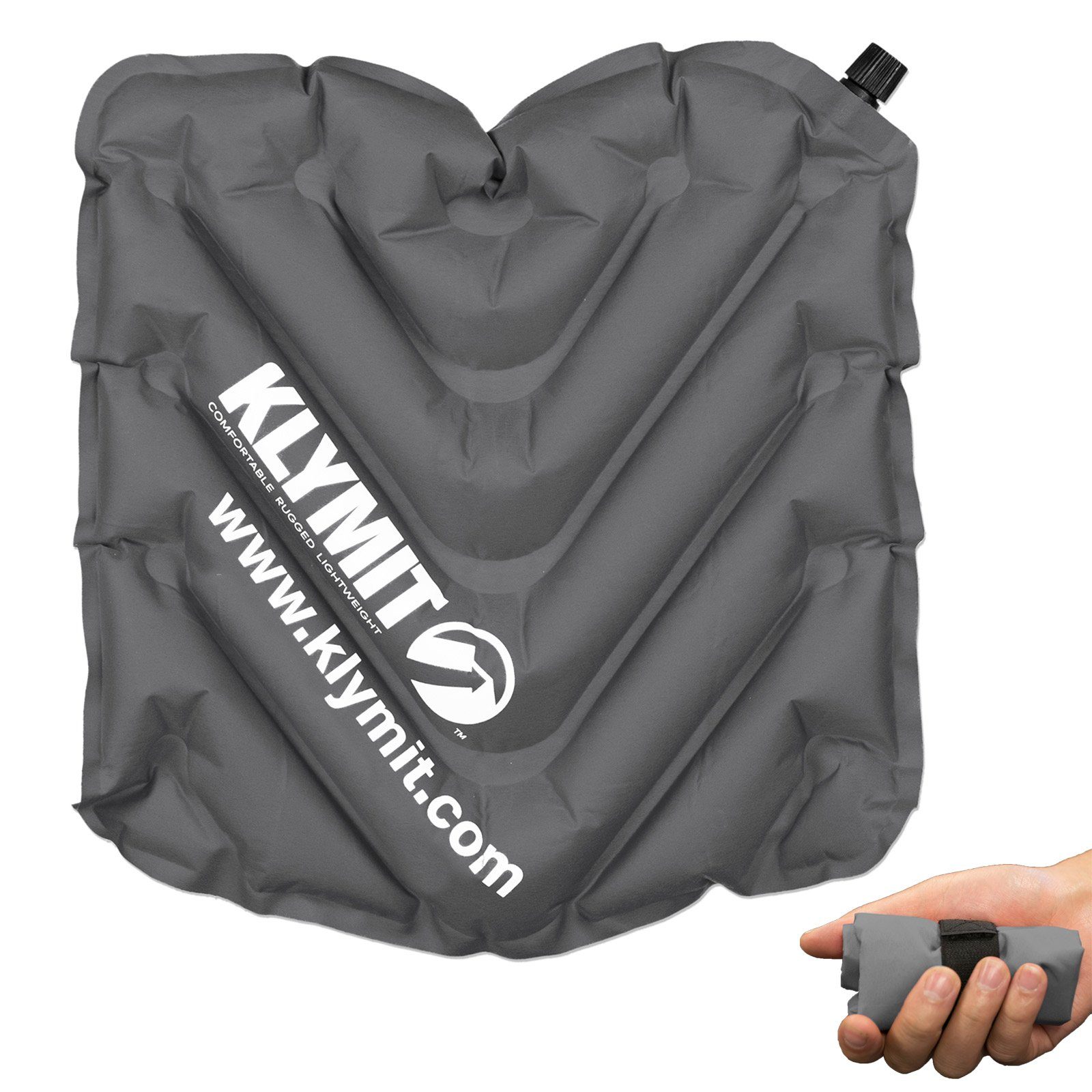 Klymit Sitzkissen V Seat Mini Sitzkissen Thermo Camping Reise, Kissen Aufblasbar 74 g Leicht