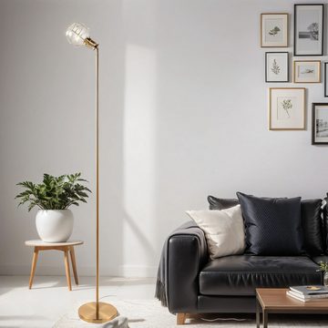 Licht-Erlebnisse Stehlampe MIA, ohne Leuchtmittel, Retro Stehleuchte Wohnzimmer 187 cm Metall in Messing