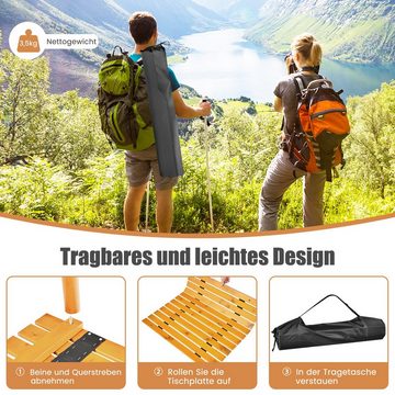 COSTWAY Campingtisch, aufrollbar, mit Tragtasche