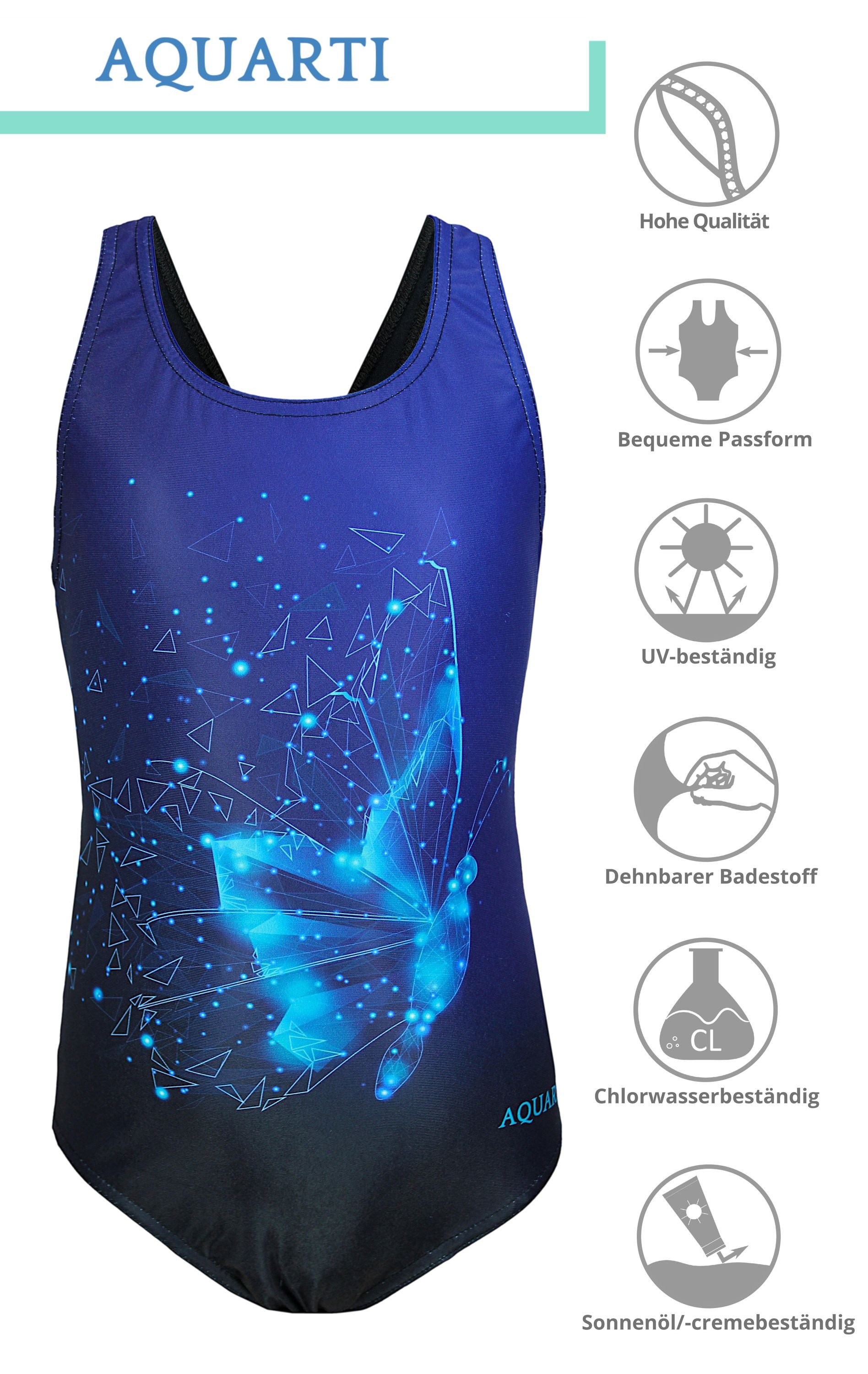 Aquarti Badeanzug Mädchen Badeanzug Chlorresistent Schwimmanzug Muscleback Wettkampf
