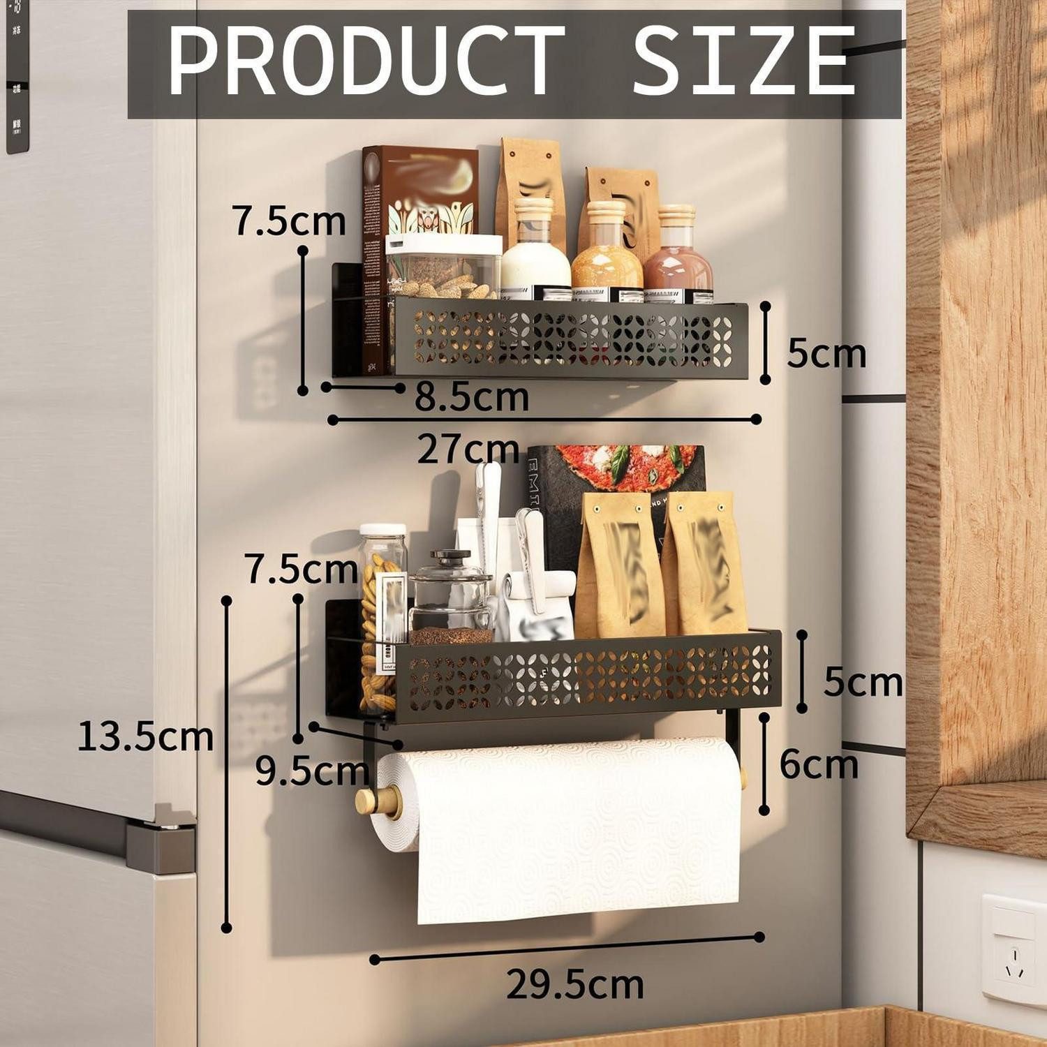 LuxusKollektion Gewürzregal Gewürzregal Magnetisch Schwarz 2-Tier, 1-tlg.