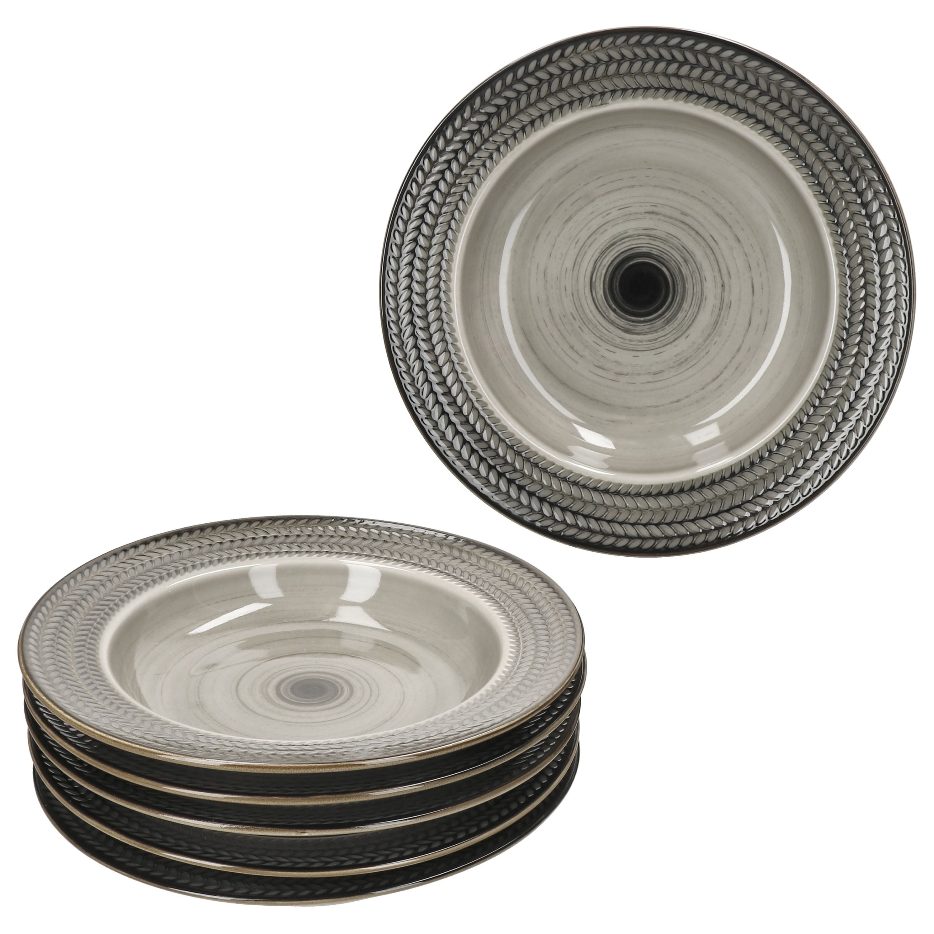 MÄSER Suppenteller Mäser Prospero 6x Suppenteller braun Porzellan tiefe Teller Pasta