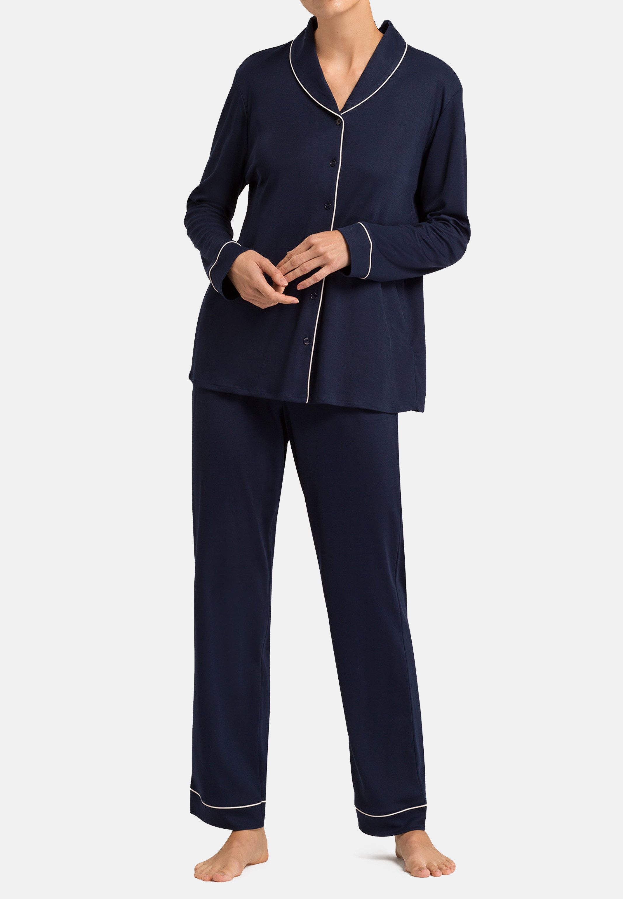 Hanro Pyjama Natural Comfort (Set, 2 tlg) Pyjama - Klassisches Design für stilvolle Nächte
