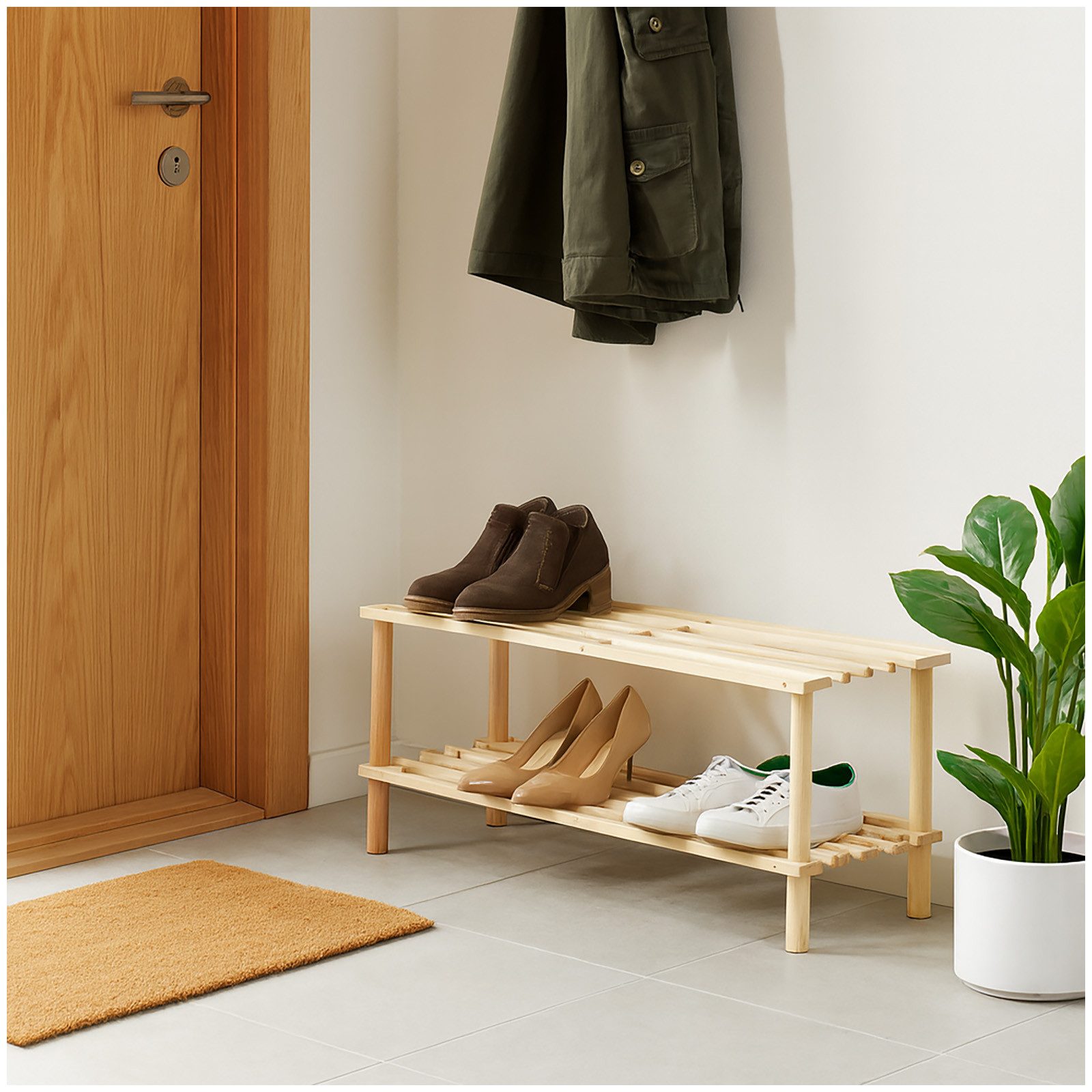 HTI-Living Schuhregal Schuhregal 2 Ebenen Anea Holz Natur, Stück 1-tlg., Sc günstig online kaufen