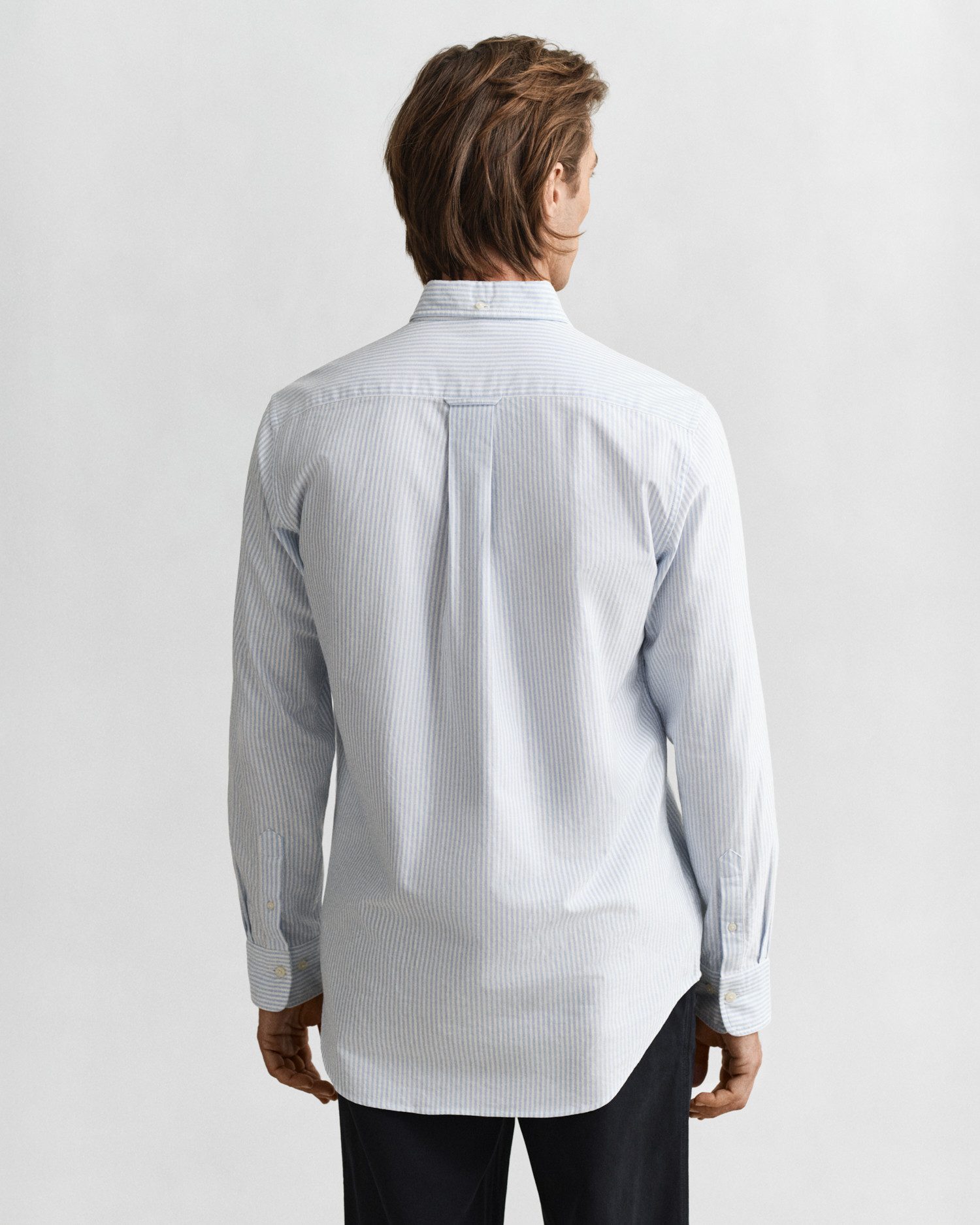 Gant Langarmhemd Regular Fit Oxford Hemd strukturiert langlebig dicker gestreift mit dezenter Logostickerei
