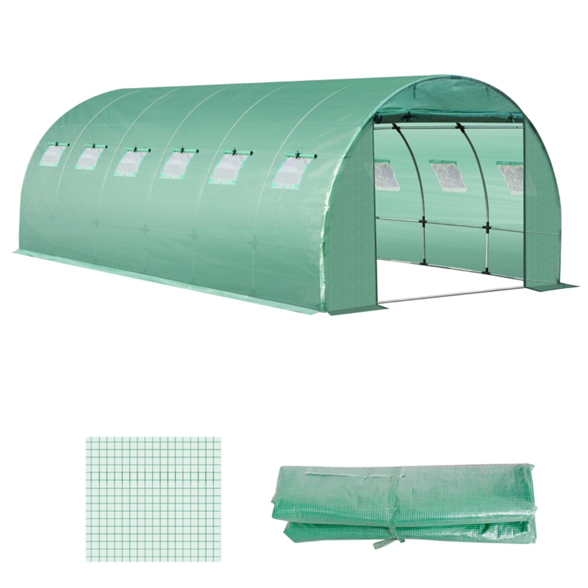 MC Star Foliengewächshaus Gewächshausfolie 6x3x2m, wasserdicht Gartenfolie mit UV Schutz, Folie aus PE, Abdeckplane für Gartenarbeit Treibhaus Folientunnel, Tunnelfolie für Außenbereich, Pflanzen, Grün