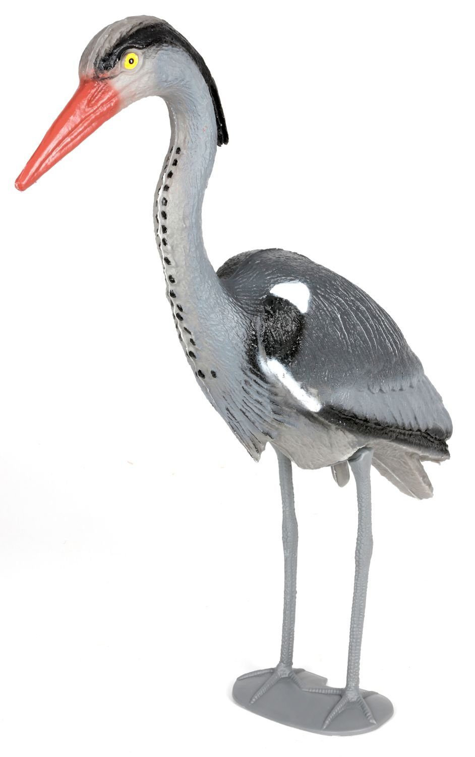 BURI Gartenfigur XL Fischreiher Teichvogel als Graureiher Vogelschreck aus Kunststoff