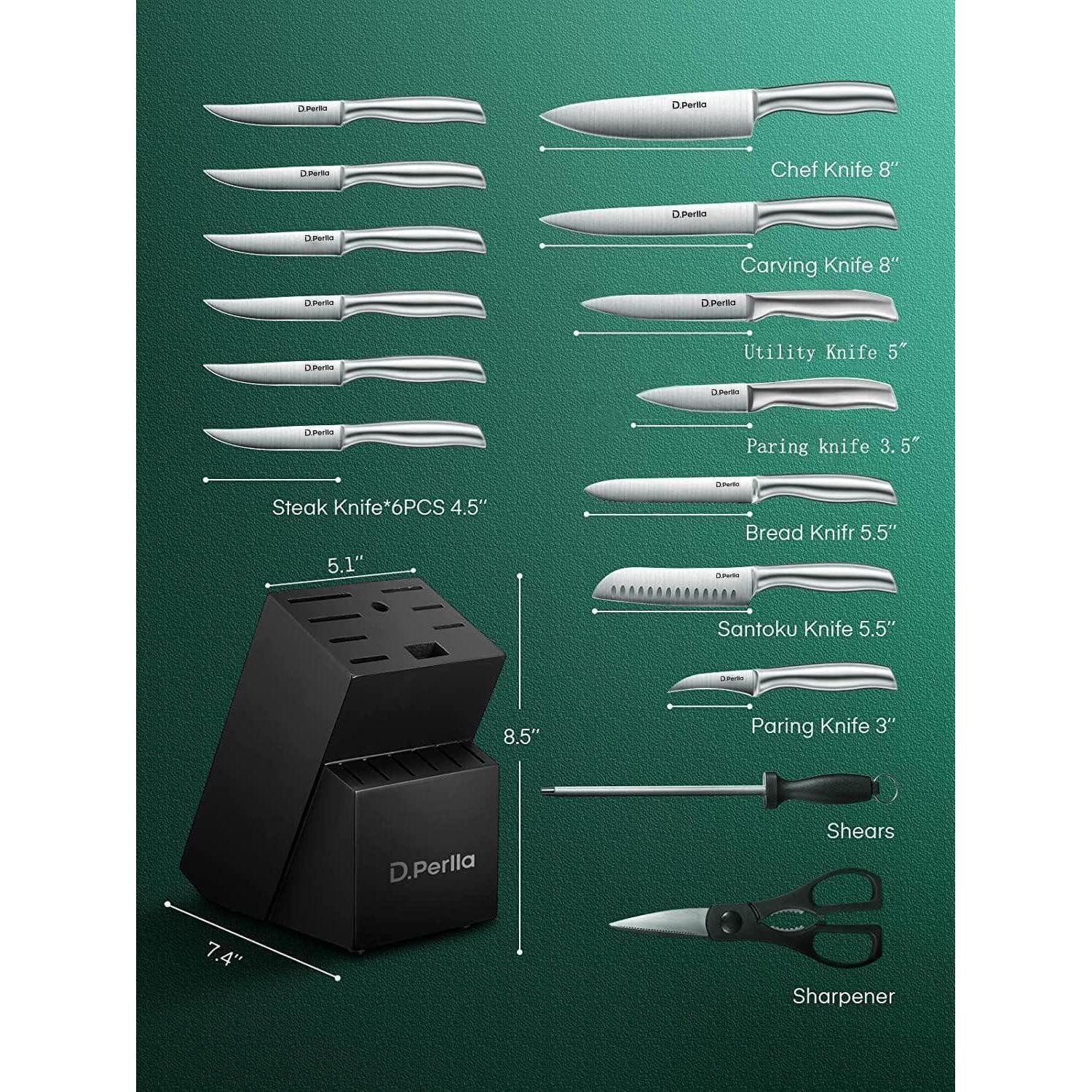 LuxusKollektion Messer-Set Premium Messerblock mit Messer Holzgriff Messer Set 16-TLG
