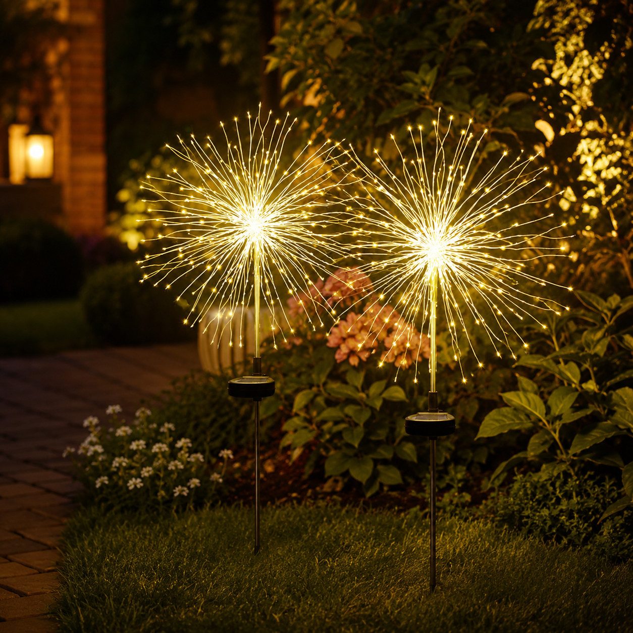 pedete LED Solarleuchte LED Solarleuchte Solarlampen Garten 120 LED Feuerwerk Solarleuchten, gartendeko, solarlampen für außen, Warmweiß, Tageslichtweiß, Leuchtmittel, Wetterfest Pusteblume Solarlampen 8 Modi mit Erdspieß