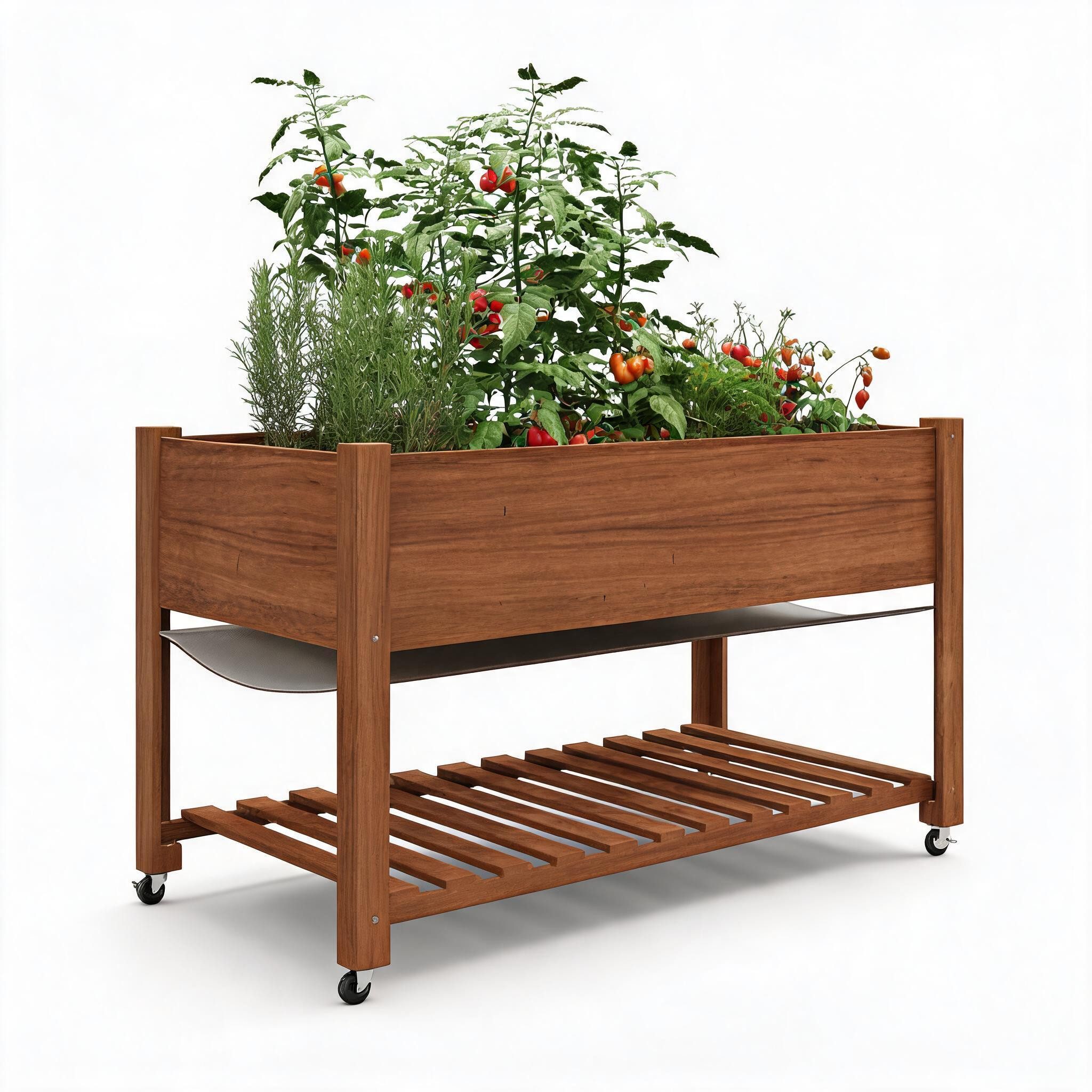 GarveeMore Hochbeet 122×61×81cm Hochbeet mit Beinen für Blumen und Gemüse