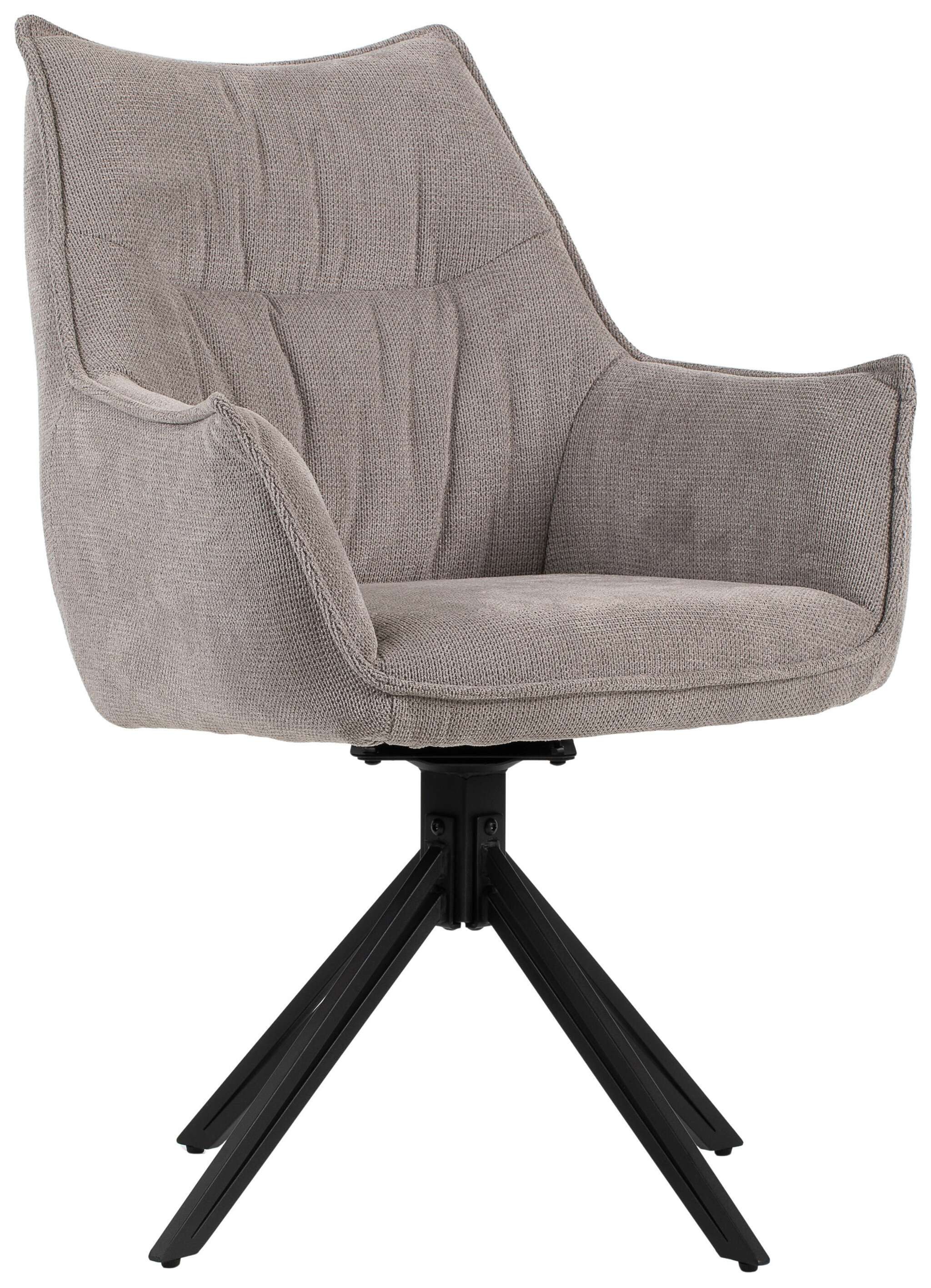 MR.DEKO Esszimmerstuhl Diningsessel Ginosa – drehbar, hellgrau, 60x90x64 cm, gepolstert (Einzelsessel mit Aufbauanleitung zur Selbstmontage, 1 St), Mit 360° Drehfunktion, Schaumstoffpolsterung & Metallgestell