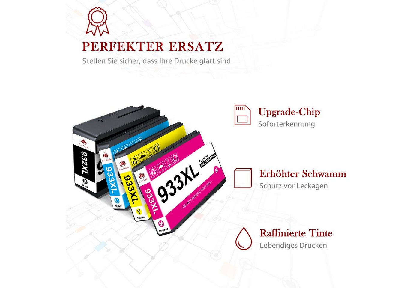 Thumbnail - Toner Kingdom 5pk für HP 932 xl 933xl Officejet 6700 7110 7510 7612 Tintenpatrone (5-tlg)