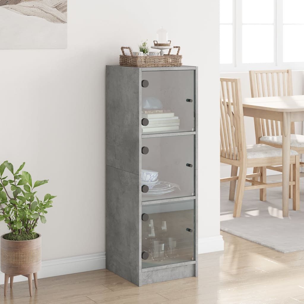 vidaXL Highboard Highboard mit Glastüren Betongrau günstig online kaufen
