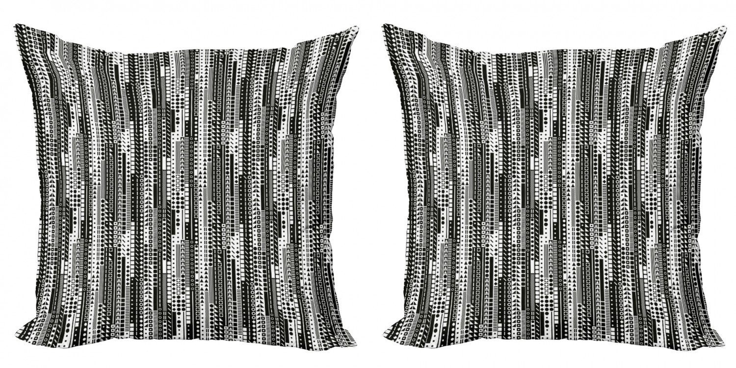 Kissenbezüge Modern Accent Doppelseitiger Digitaldruck, Abakuhaus (2 Stück), Schwarz und weiß geometrisch