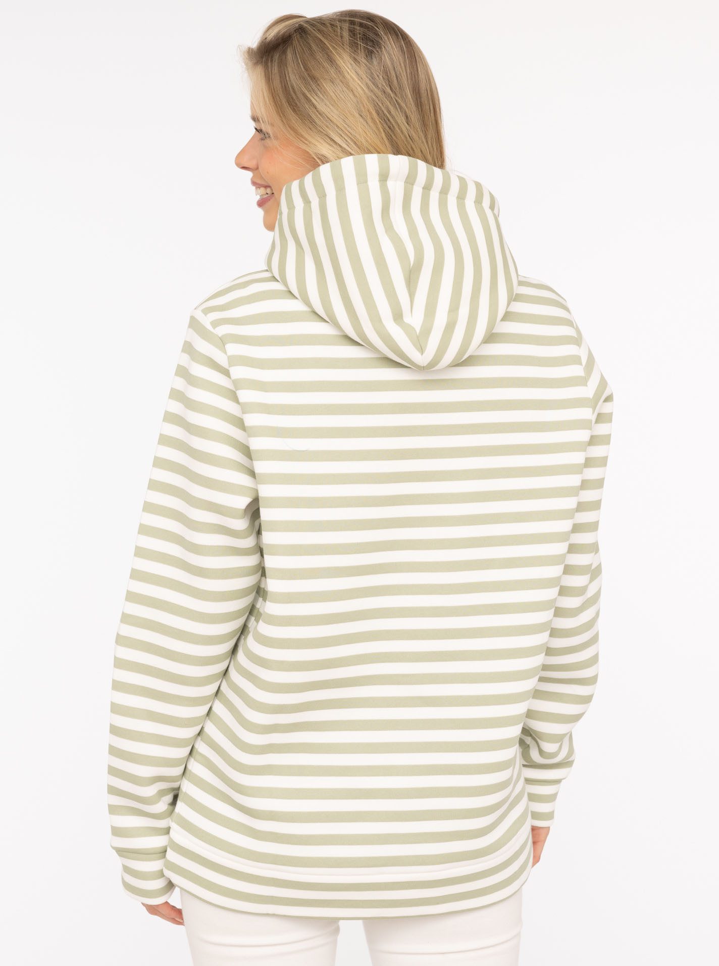 Zwillingsherz Kapuzensweatshirt "Streifen Strandglück" gestreift, Stickererei vorne, Kordelzug; Tasche