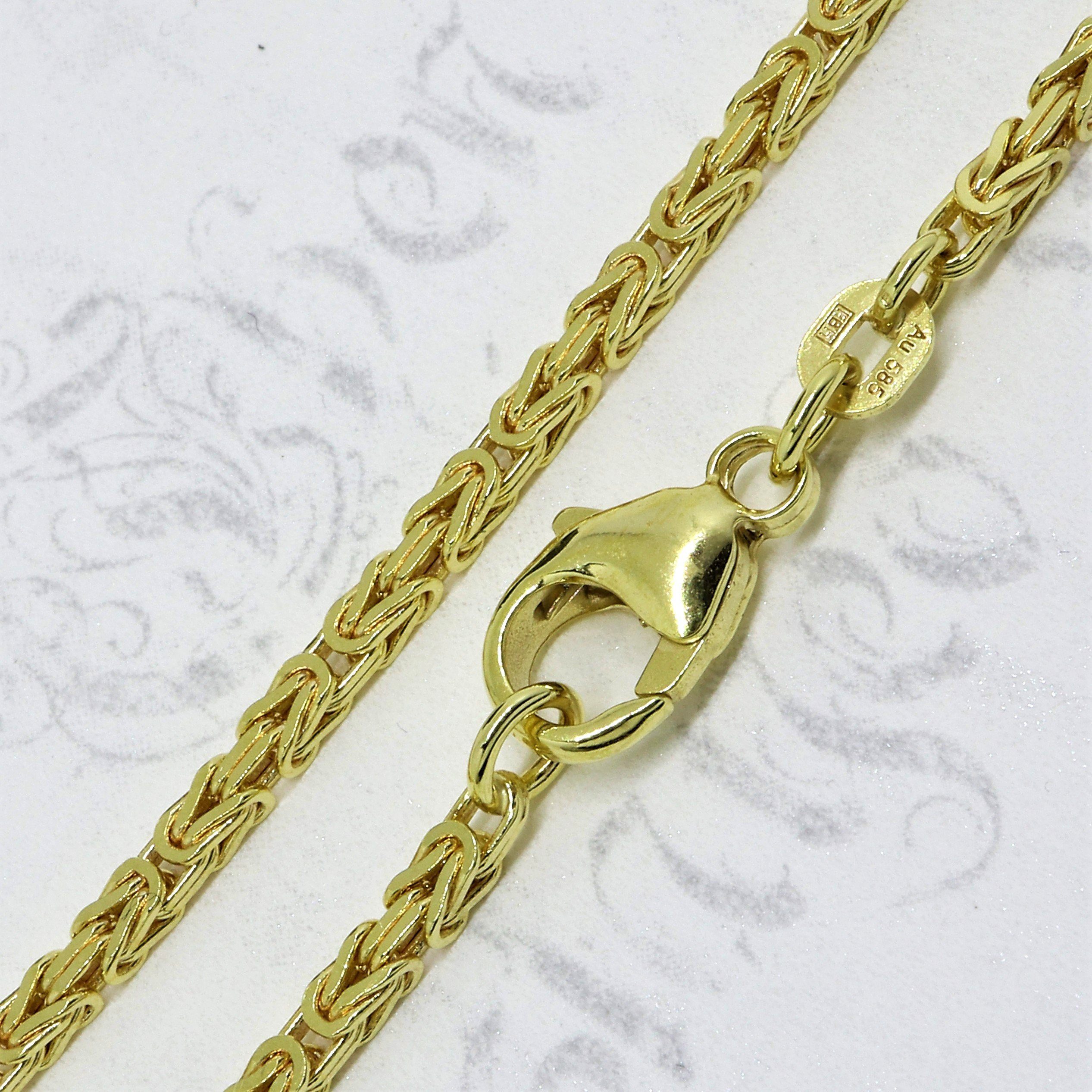 G & 2,8mm Collier 585/14K Königskette hochwertige Made in Germany Halskette, Gold J 50cm edle