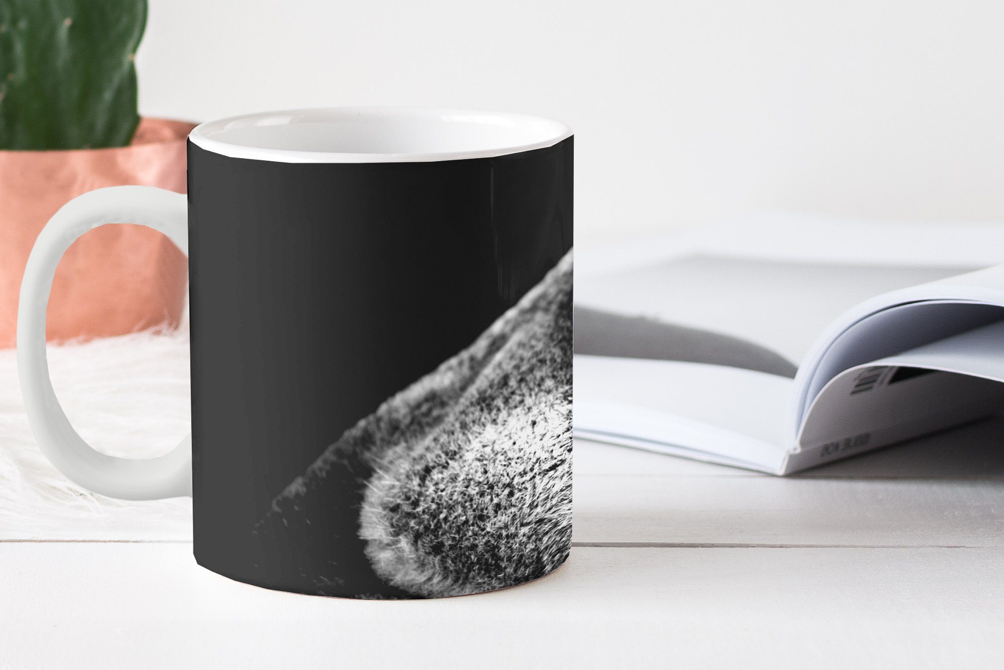 Tasse Kaffeetassen, auf MuchoWow Koala Teetasse, Hintergrund, Schlafender schwarzem Keramik, Teetasse, Geschenk Becher,