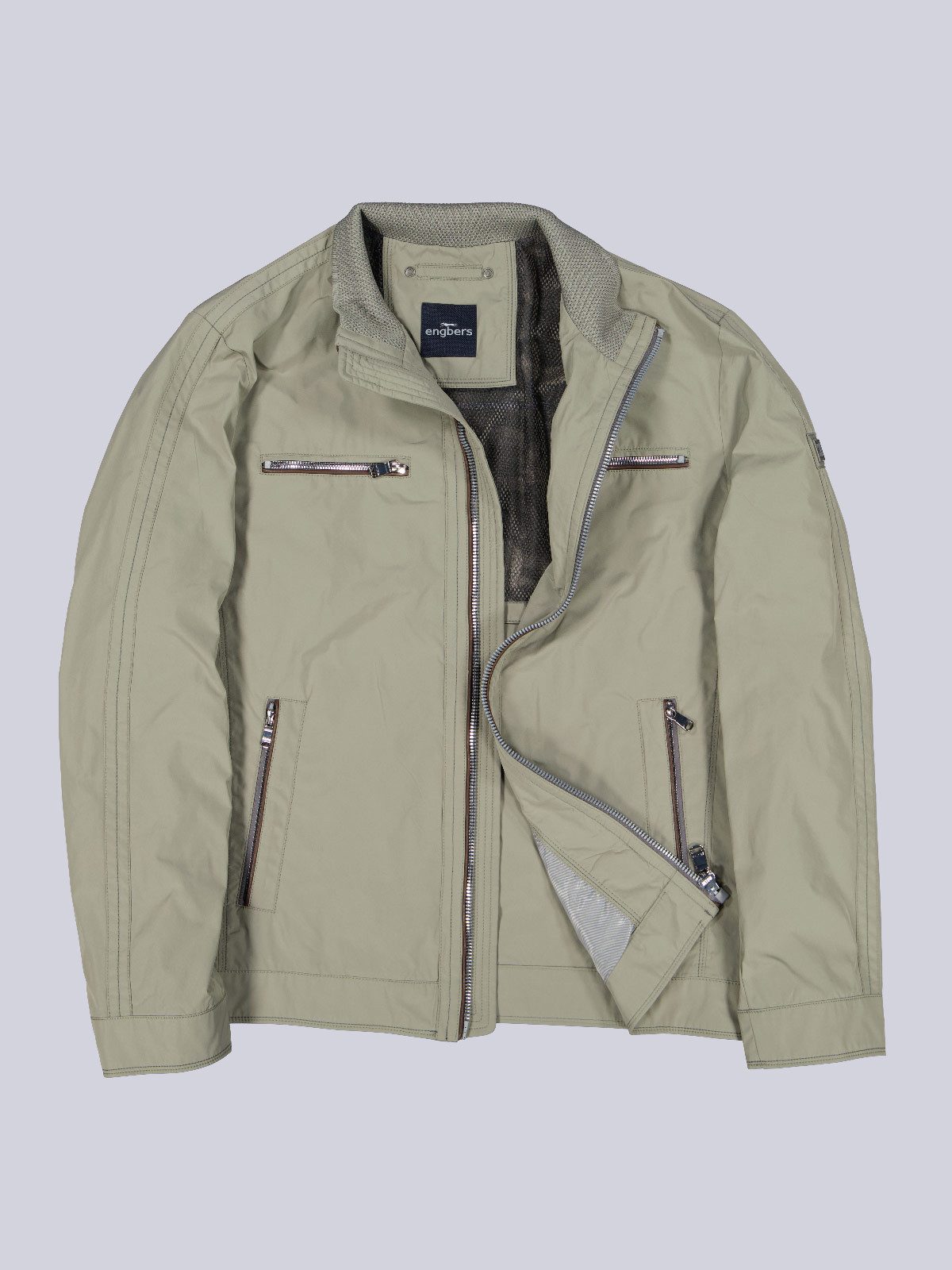 Kurzjacke Herren Sportive Jacke mit dezentem Glanz, Khaki