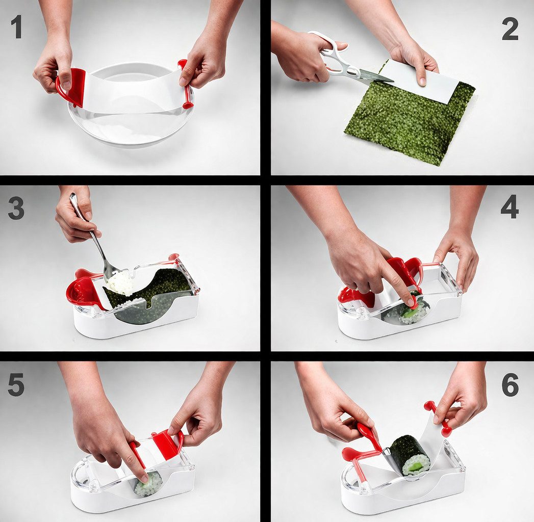 Leifheit Sushi-Roller Leifheit Küchenhelfer Perfect Roll Party Sushi Roll Rot