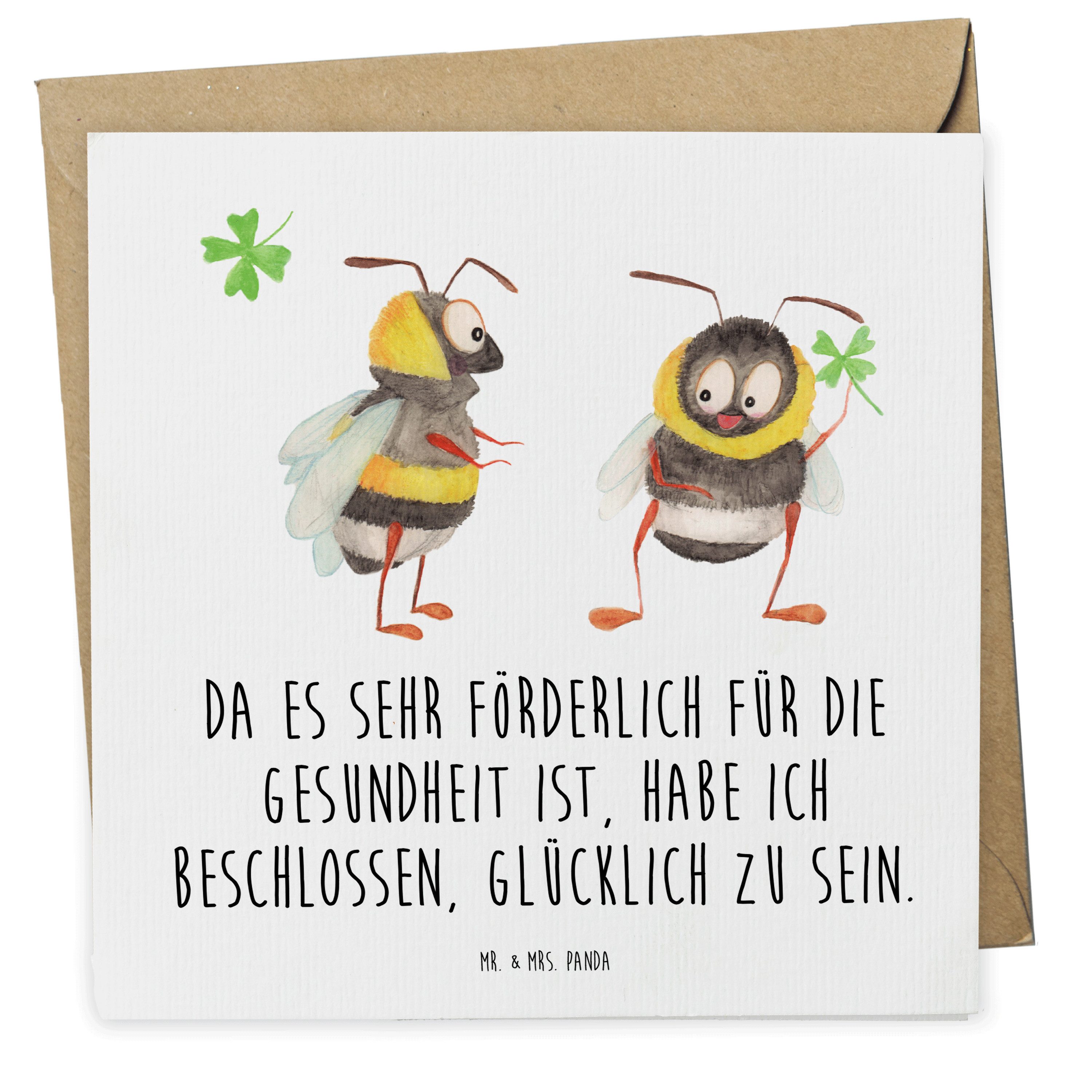 Mr. & Mrs. Panda Grußkarte Hummeln Kleeblatt Weiß Geschenk, Spruch